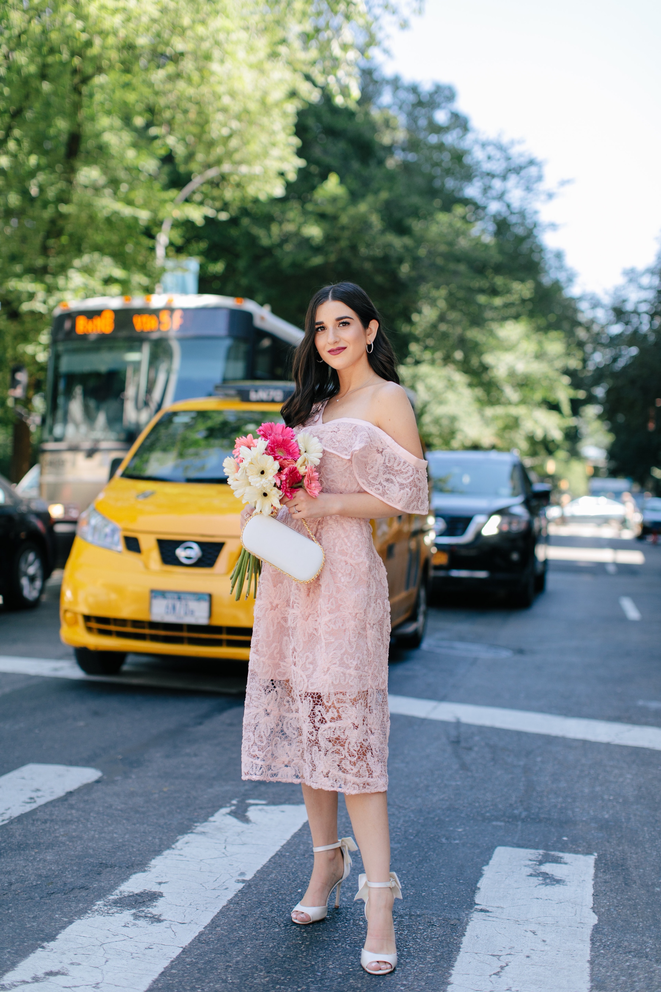 A New Perspective On Instagram Jealousy Pink Lace Dress Ivory Bow Heels Esther Santer Fashion Blog NYC Street Style Blogger Outfit OOTD Trendy Formal White Bag Clutch Self Portrait Designer Kate Spade Wedding Shoes Fancy Elegant Feminine Wear Shopping.jpg