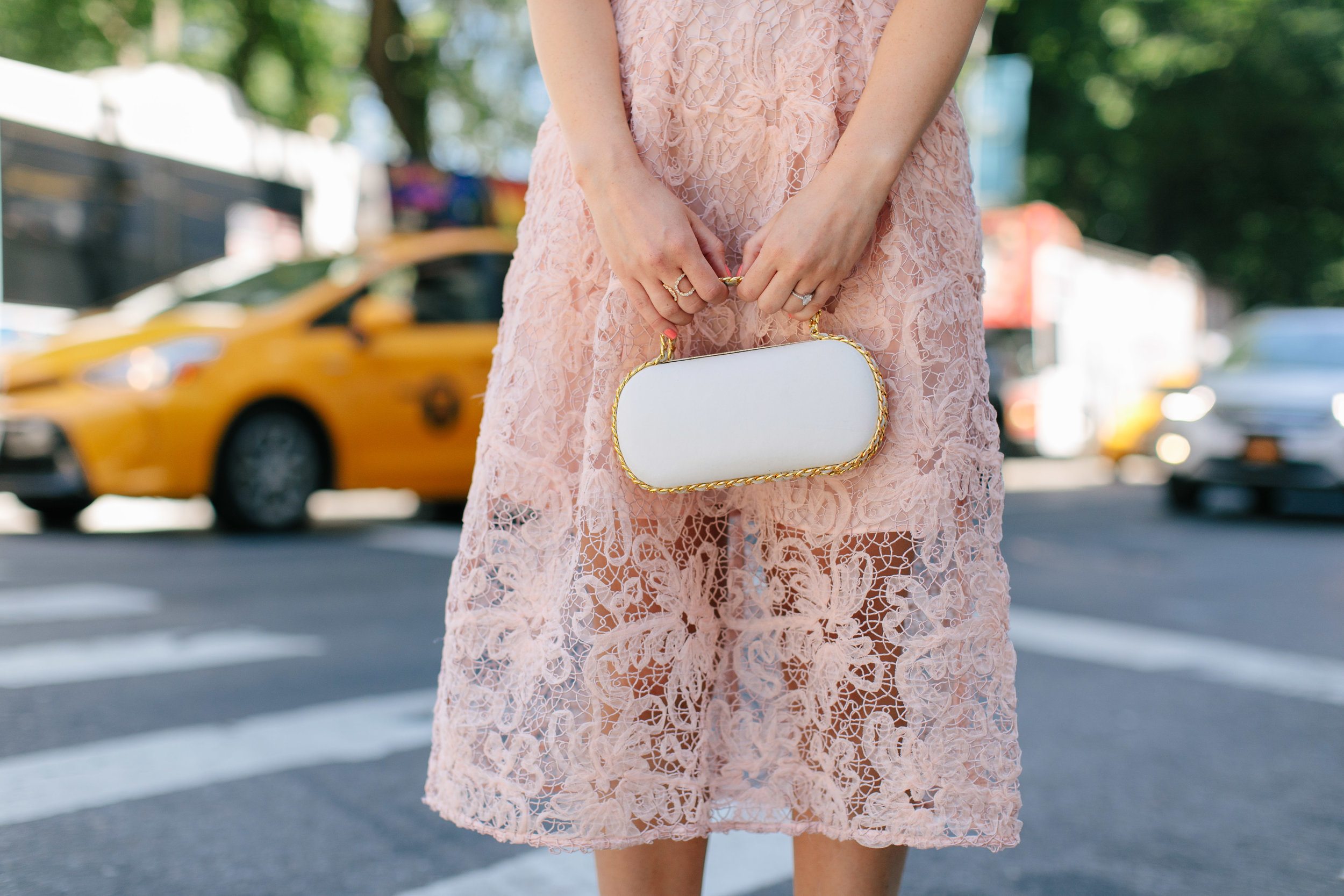 A New Perspective On Instagram Jealousy Pink Lace Dress Ivory Bow Heels Esther Santer Fashion Blog NYC Street Style Blogger Outfit OOTD Trendy Formal White Bag Clutch Self Portrait Designer Kate Spade Wear Wedding Shoes Fancy Elegant Feminine Shopping.jpg