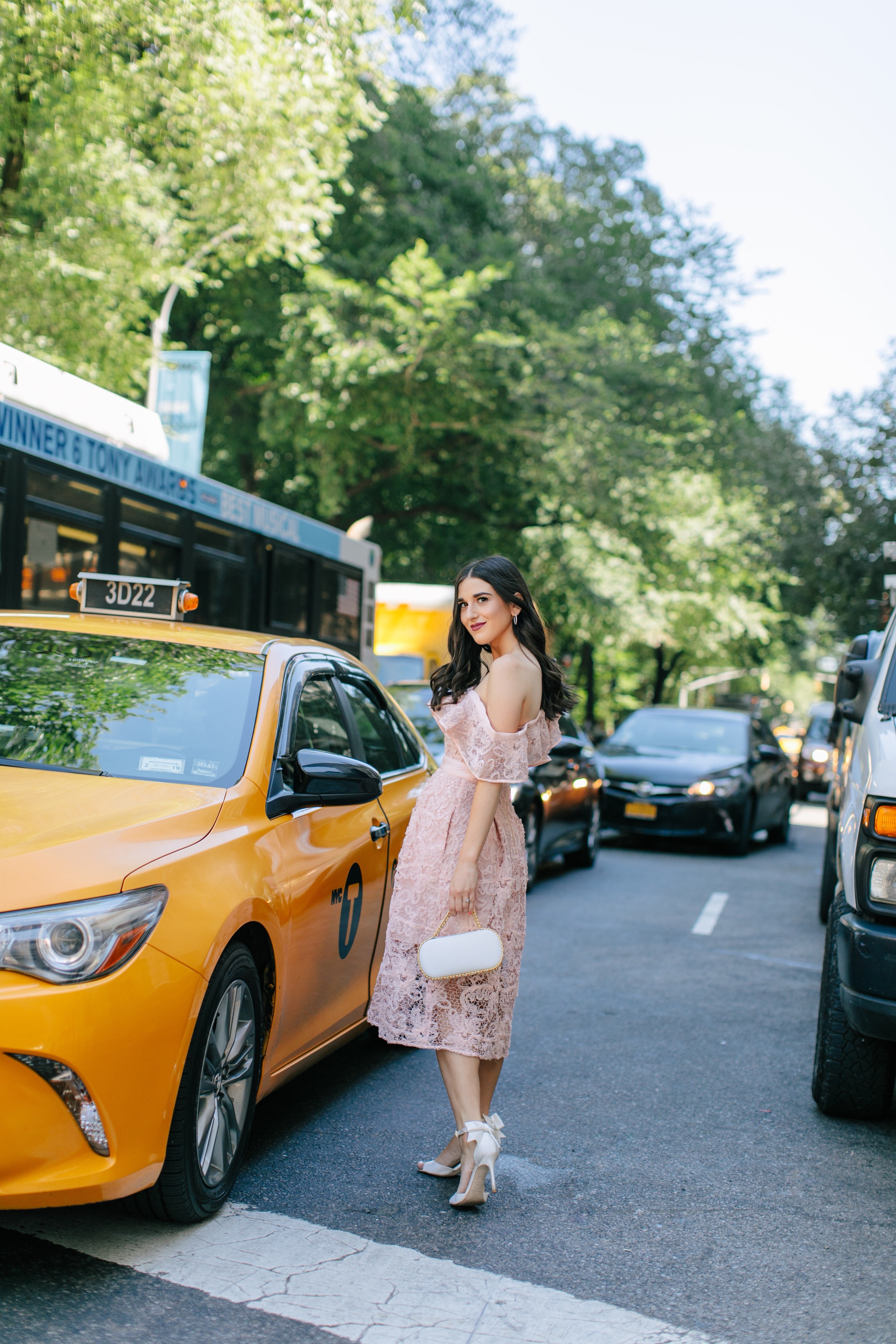 A New Perspective On Instagram Jealousy Pink Lace Dress Ivory Bow Heels Esther Santer Fashion Blog NYC Street Style Blogger Outfit OOTD Trendy Formal White Bag Clutch Self Portrait Designer Kate Spade Wedding Shoes Fancy Elegant Feminine Shopping Wear.jpg