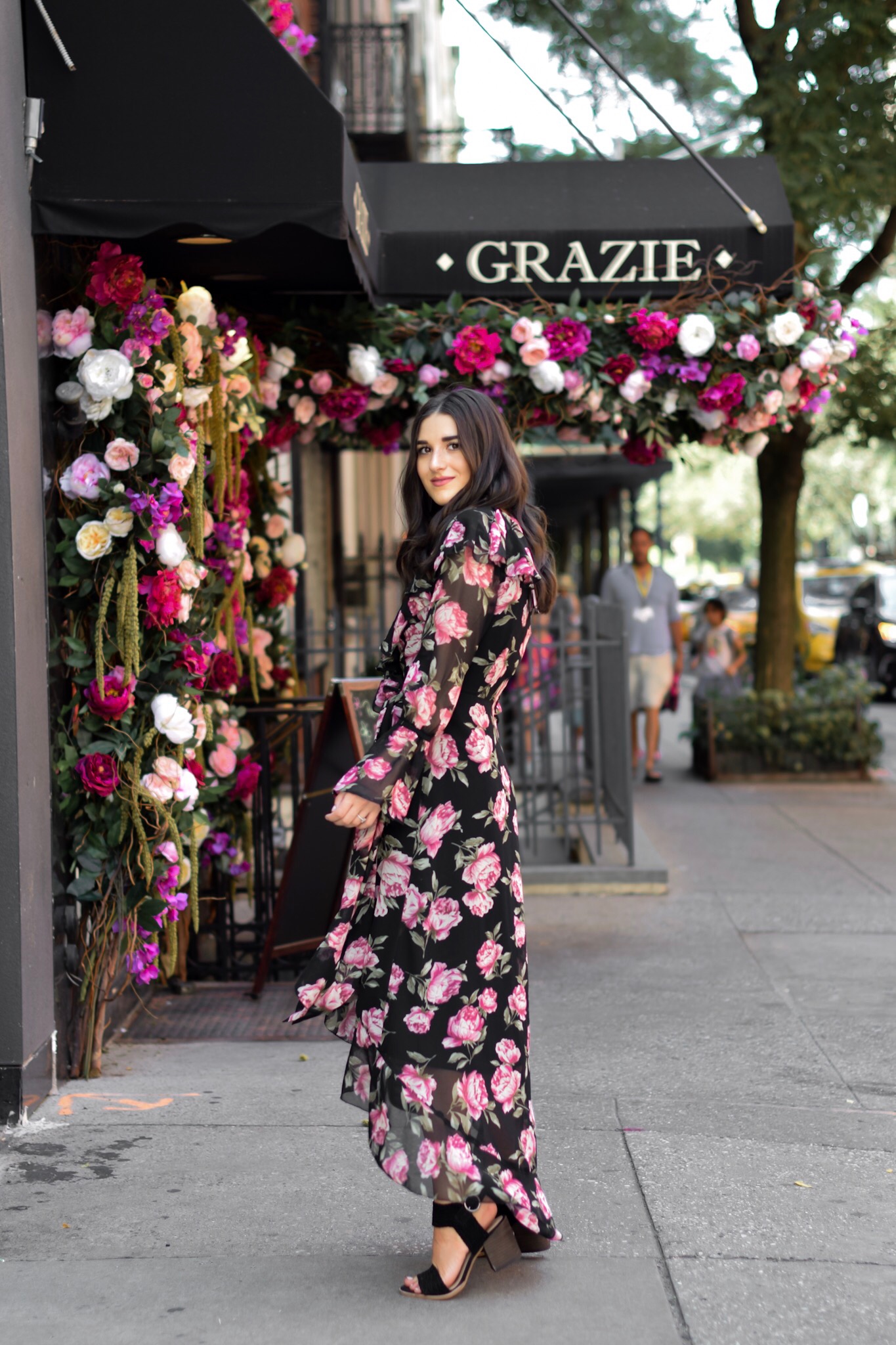 Why I'll Be Sitting Out My 11th Season Of NYFW Floral Maxi Wrap Dress Esther Santer Fashion Blog NYC Street Style Blogger Outfit OOTD Trendy ASOS Vince Camuto Black Braided Sandals Summer Look Floral Backdrop New York City Upper East Side Photoshoot.jpg
