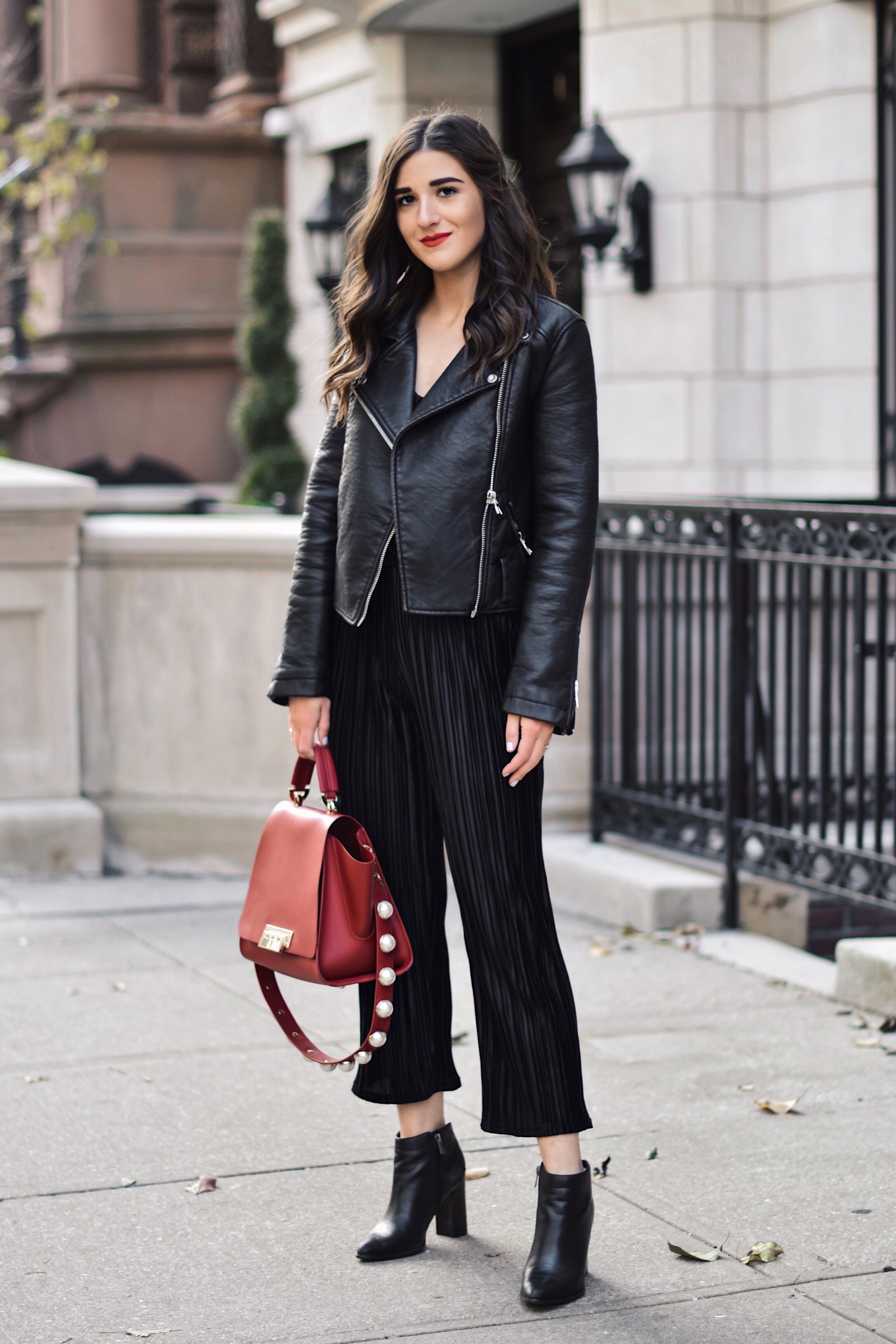 The Secret To Beating The Instagram Algorithm Black Velvet Set Leather Jacket Esther Santer Fashion Blog NYC Street Style Blogger Outfit OOTD Trendy All Black Monochrome Red Purse Zac Posen Bag Collaboration Booties Winter Fall Look Shopping Wear Buy.jpg