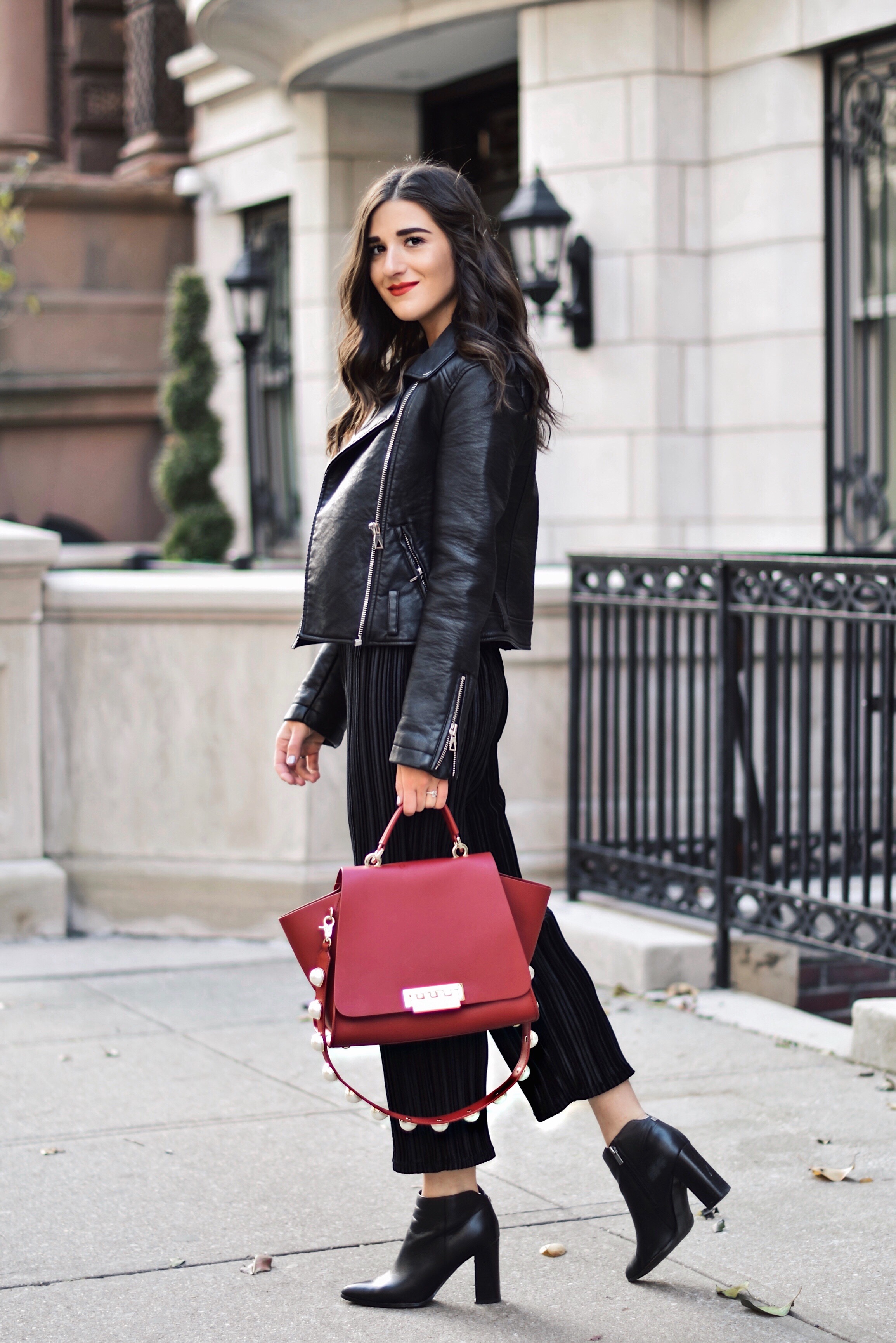 The Secret To Beating The Instagram Algorithm Black Velvet Set Leather Jacket Esther Santer Fashion Blog NYC Street Style Blogger Outfit OOTD Trendy All Black Monochrome Red Purse Zac Posen Bag Collaboration Booties  Winter Fall Look Shopping Wear Buy.jpg