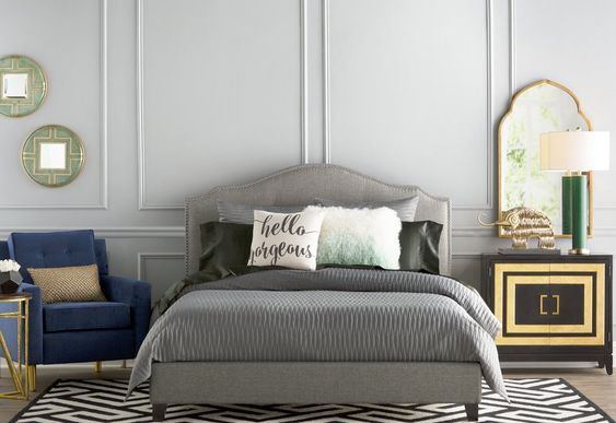 Roselawn Upholstered Platform Bed Darby Home Co Wayfair Esther Santer NYC Street Style Blogger Home Decor Interior Design Inspiration Bed Headboard Grey Upholstered Beautiful Affordable Shopping Sheets Pretty Studs Neutral Sale Dream Inspo Trendy.jpg