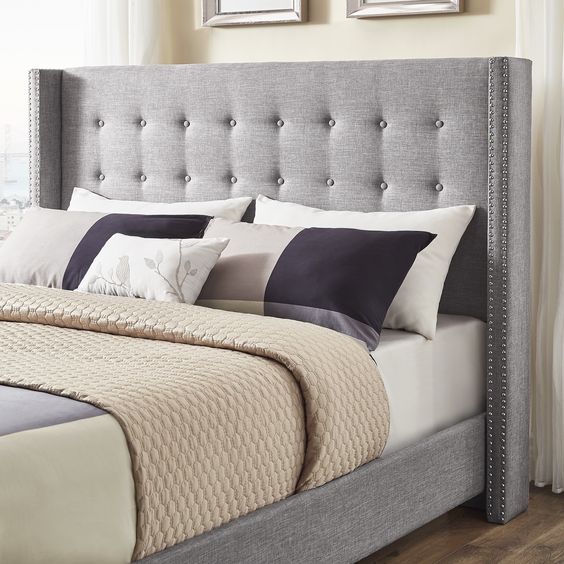 Melina Tufted Linen Wingback Bed by iNSPIRE Q Bold Wayfair Esther Santer NYC Street Style Blogger Home Decor Interior Design Inspiration Bed Headboard Grey Upholstered Beautiful Affordable Shopping Bedroom Pretty Studs Neutral Sale Dream Inspo Trendy.jpg