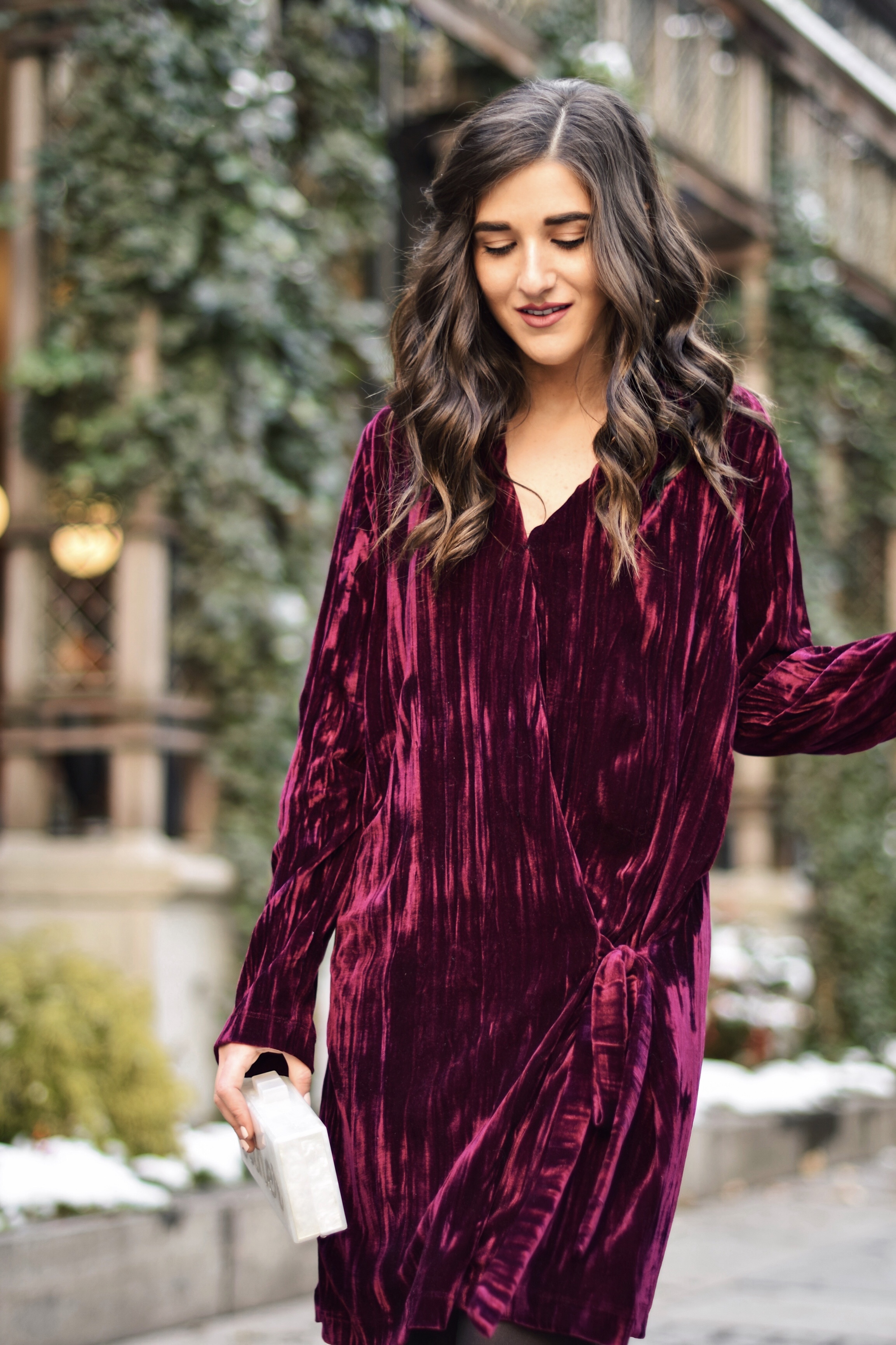 17 Tips On Building An Instagram Following Maroon Velvet Dress Black Booties Esther Santer Fashion Blog NYC Street Style Blogger Outfit OOTD Trendy Zara Online Shopping Winter Monogram Box Bag Clutch M4D3 Shoes Hue Tights New York Wear Classic Simple.jpg