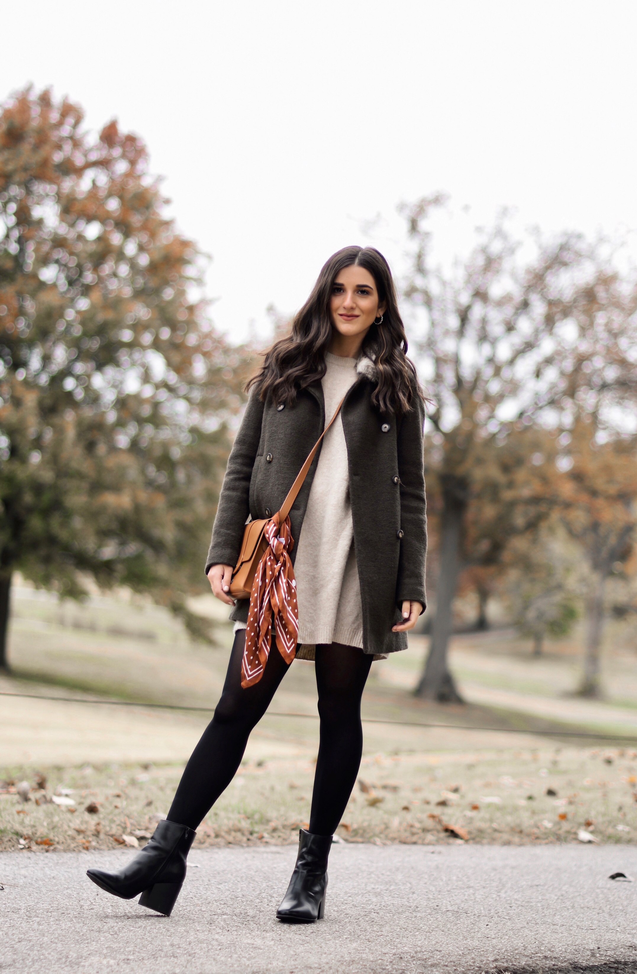 fall dress with booties