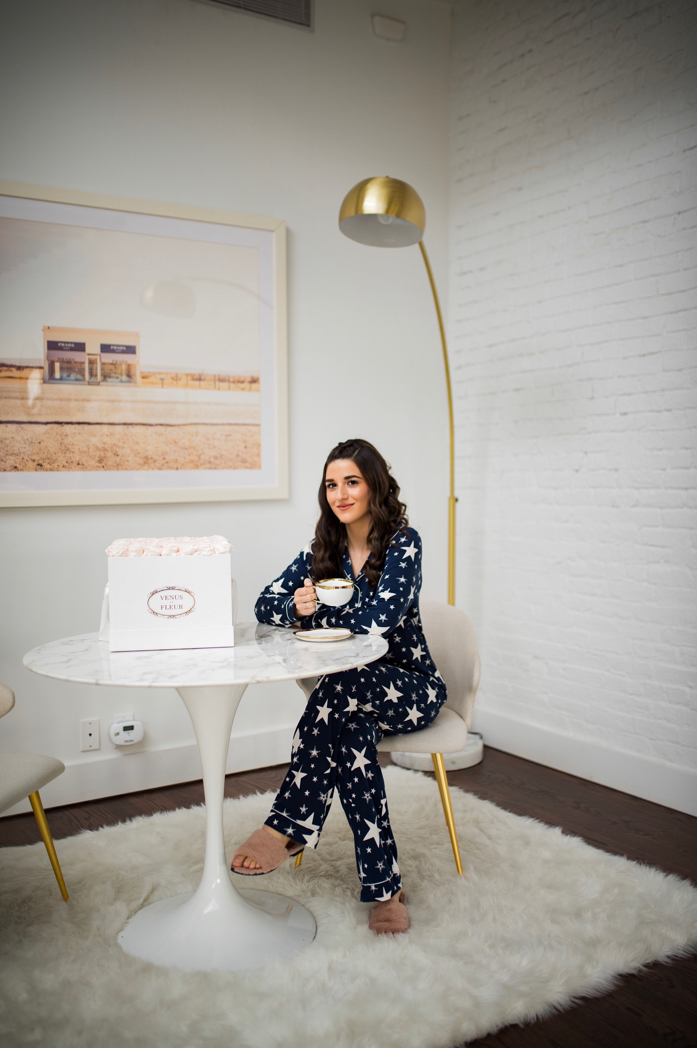 5 Tips For Becoming A Morning Person Navy Star Pajamas Esther Santer Fashion Blog NYC Street Style Blogger Outfit OOTD Trendy Shopping PJs Holiday ASOS Cute Wear Interior Beautiful Home Penthouse Wayfair Circle Mirror Venus Et Fleur Art Marble Table.jpg