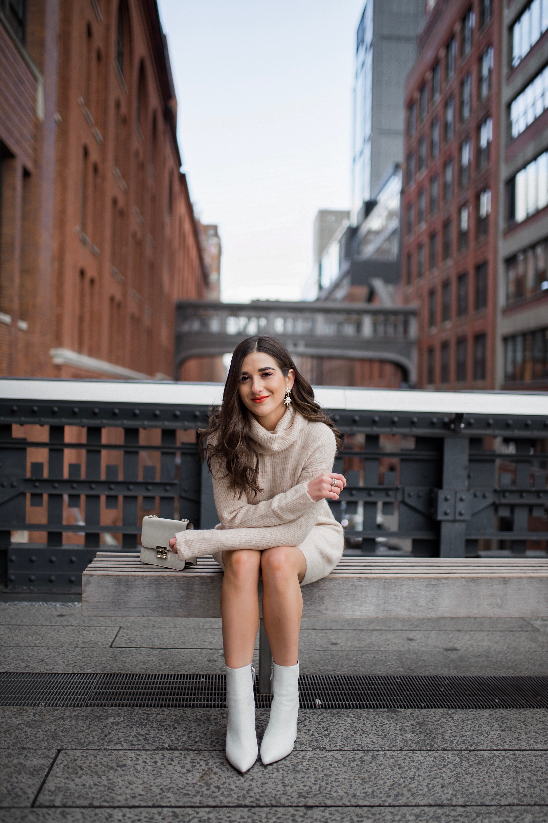 Why Blogging Is Far From Freeloading Beige Sweater Dress White Booties Esther Santer Fashion Blog NYC Street Style Blogger Outfit OOTD Trendy Shopping Leopard Belt Neutral Winter How To Wear Shop Sale Mango Jcrew The High Line Photoshoot  Inspiration.jpg