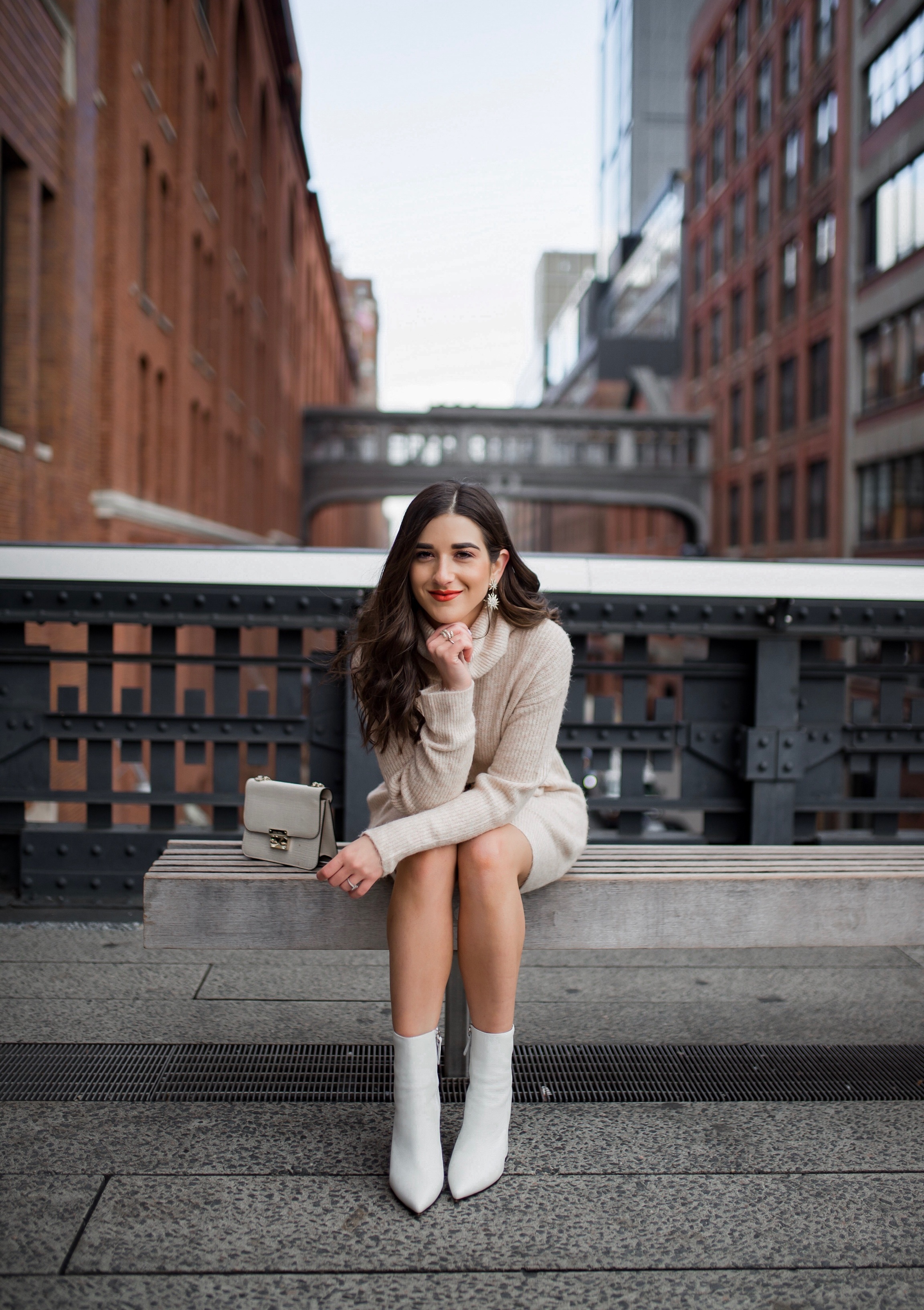Why Blogging Is Far From Freeloading Beige Sweater Dress White Booties Esther Santer Fashion Blog NYC Street Style Blogger Outfit OOTD Trendy Shopping Leopard Belt Neutral Winter How To Wear Shop Sale Mango Jcrew Inspiration The  High Line Photoshoot.jpg