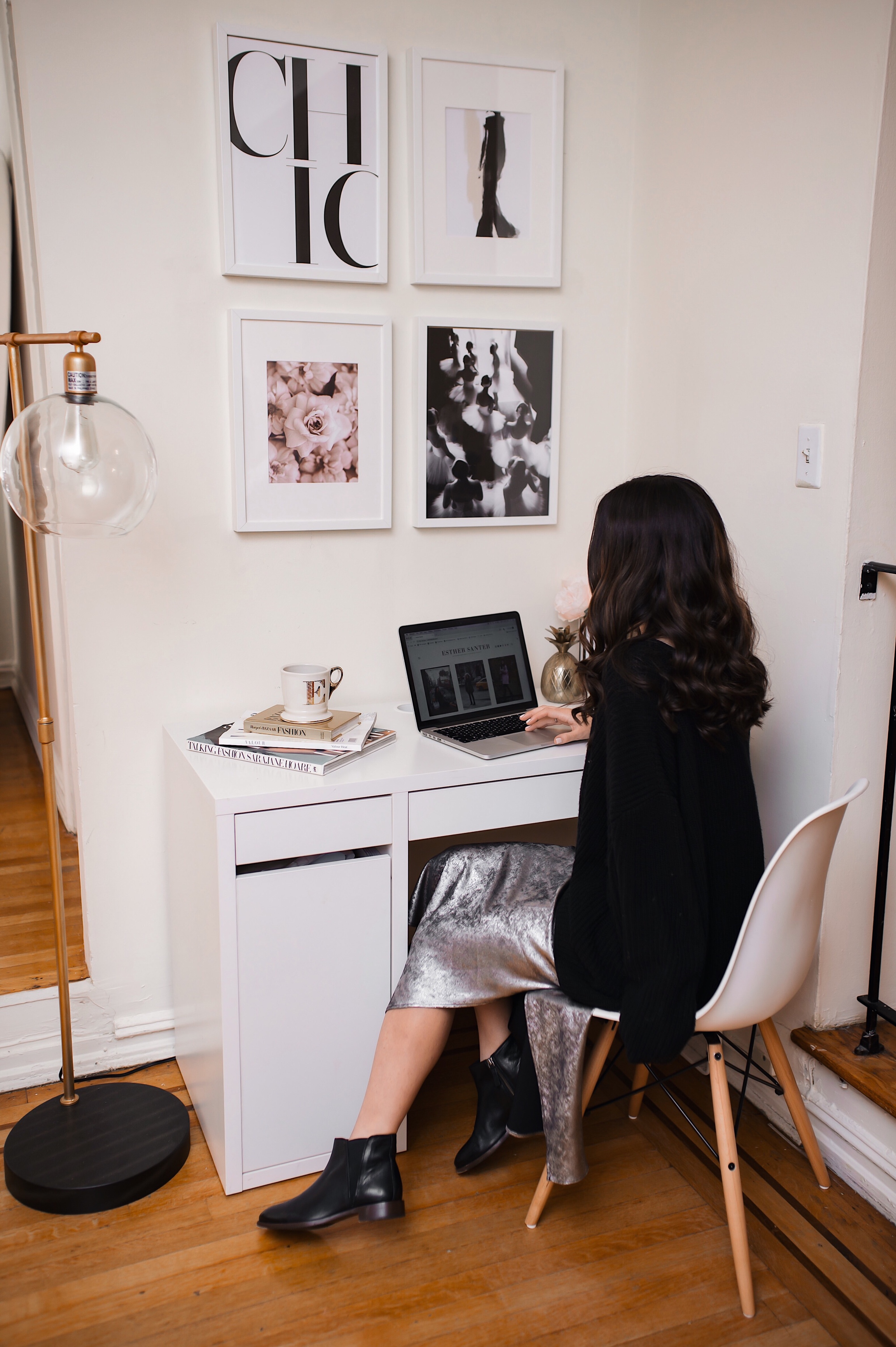 Selling Out And That Time I Got Stuck In A Contract Esther Santer Fashion Blog NYC Street Style Blogger Outfit OOTD Trendy Shopping Computer Macbook Home Office Space Ikea Joss & Main Artwork Prints White Picture Frames Lamp Comfy What To Wear Work.jpg