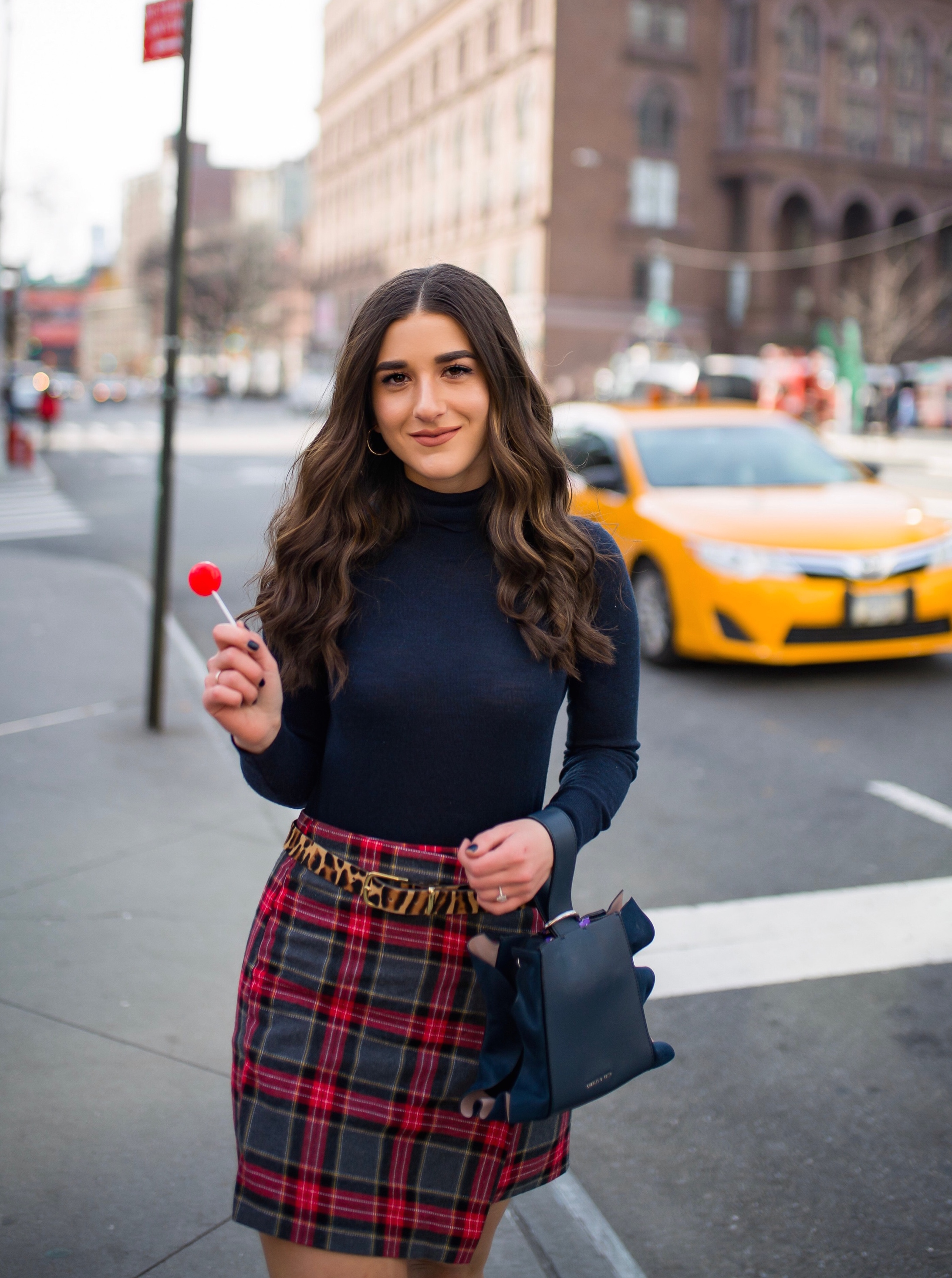 plaid skirt outfit winter