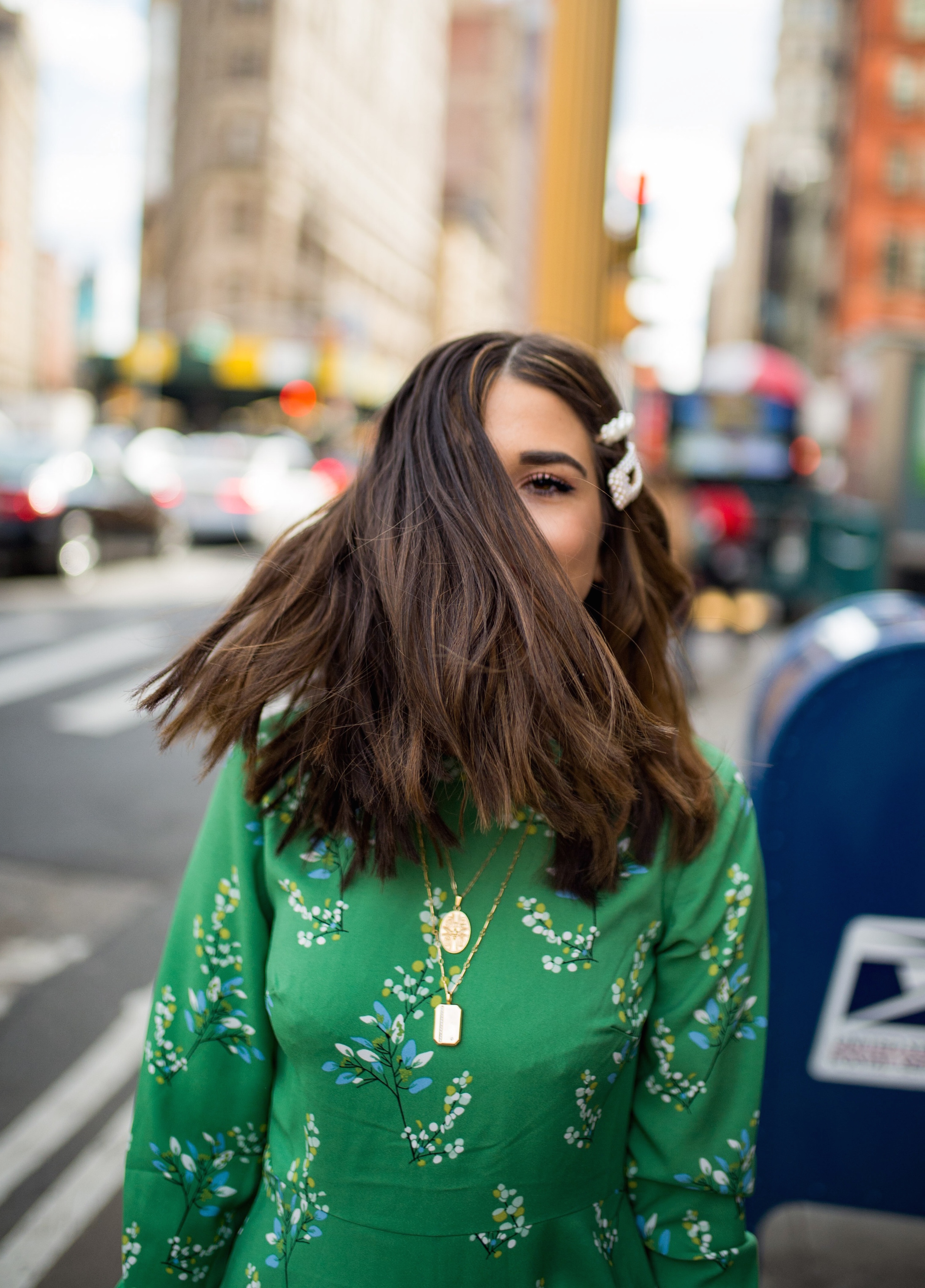 Fresh Cut And Color Sharon Dorram Color at Sally Hershberger Esther Santer Fashion Blog NYC Street Style Blogger Short Layered Haircut Balayage Honey Highlights New York City Upscale Salon Chop Natural Inspo Clips Pearl Barrettes Hair Accessories.JPG