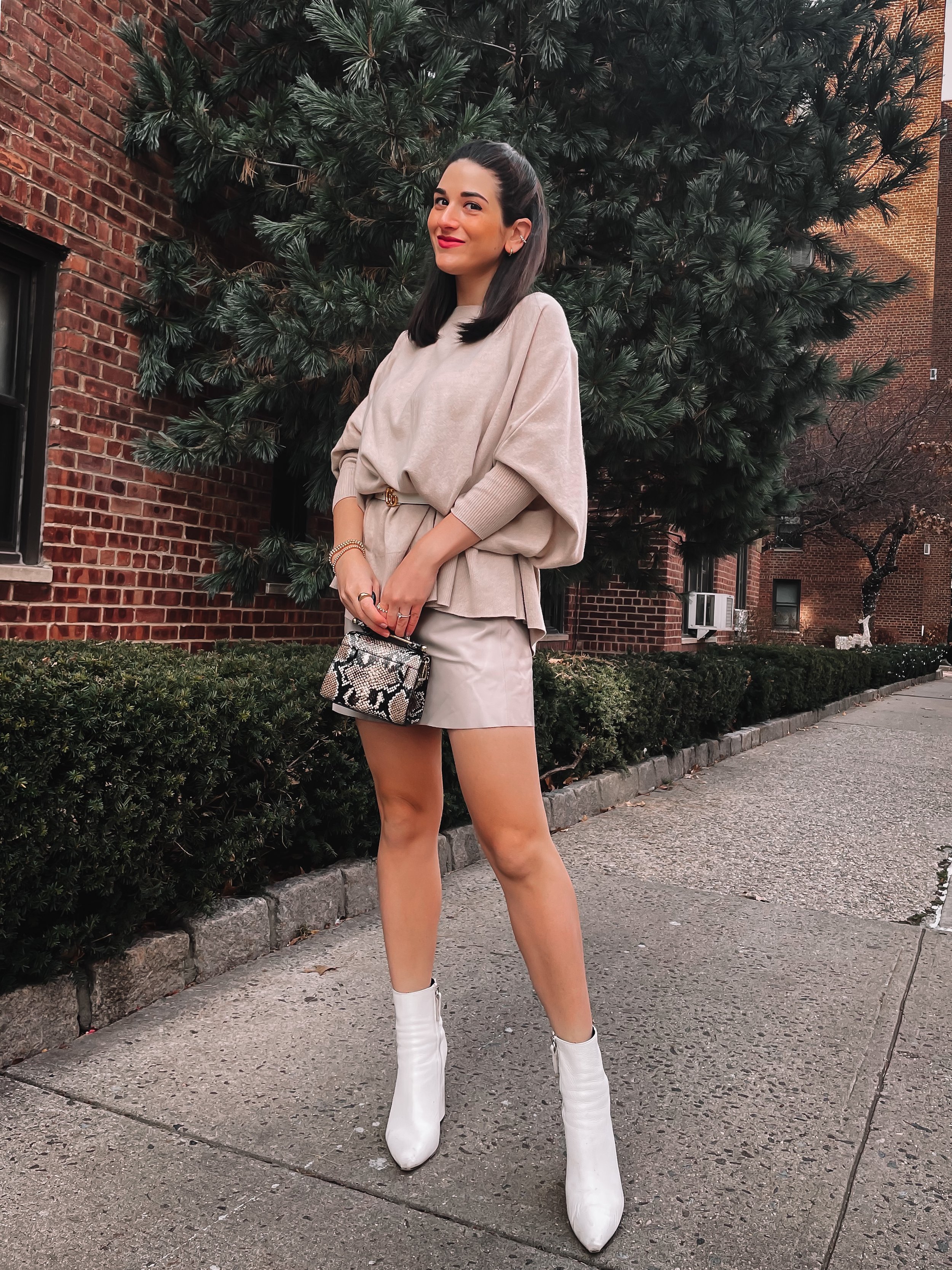 My First Outfit Postpartum :: Monochrome Beige Look + White Booties Esther Santer NYC Street Style Lifestyle Blogger Motherhood First Time Mom Outfits .jpg