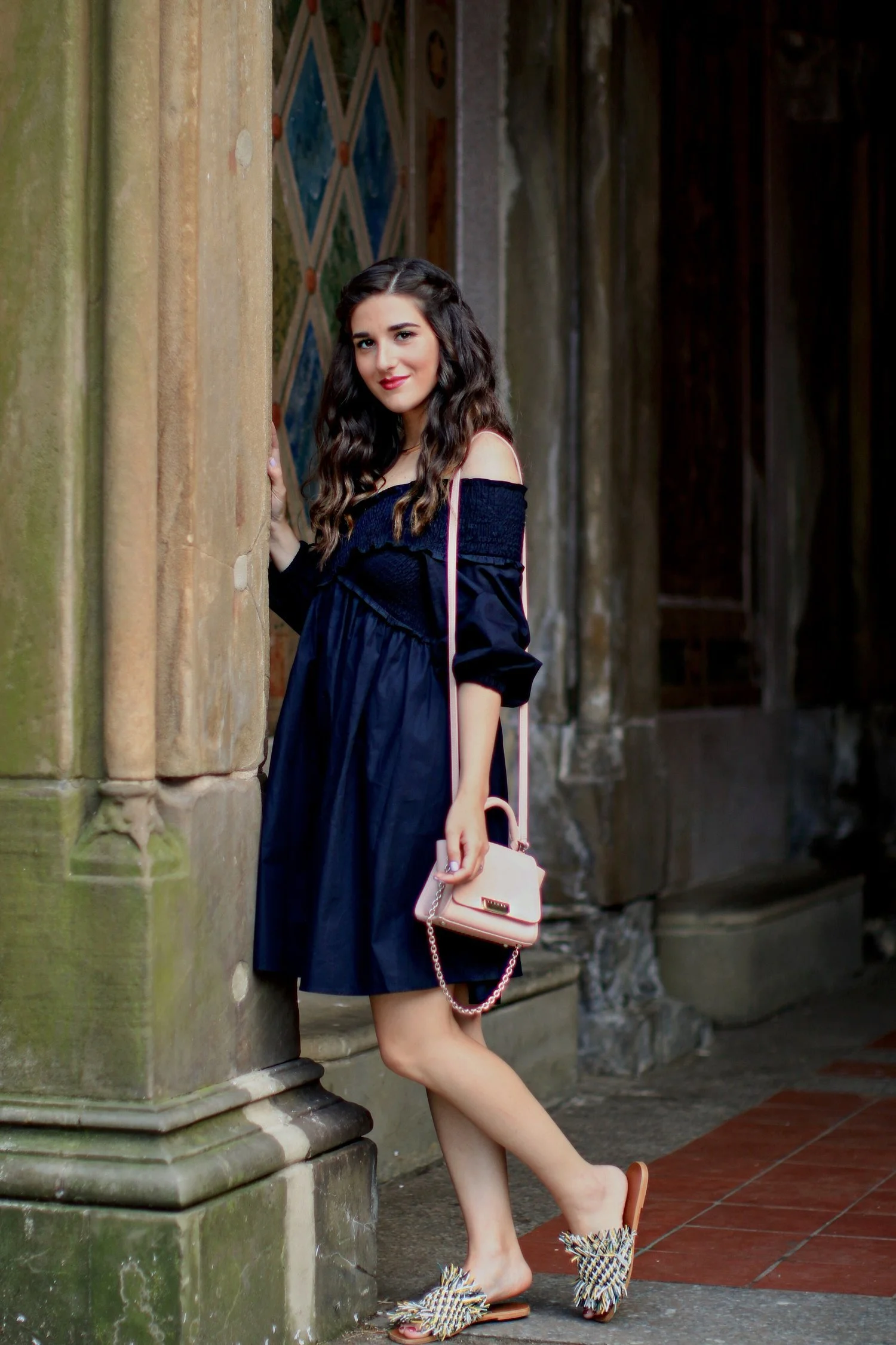 Navy Dress + Fringe Slides // 27 Blogging Tips For My 27th Birthday