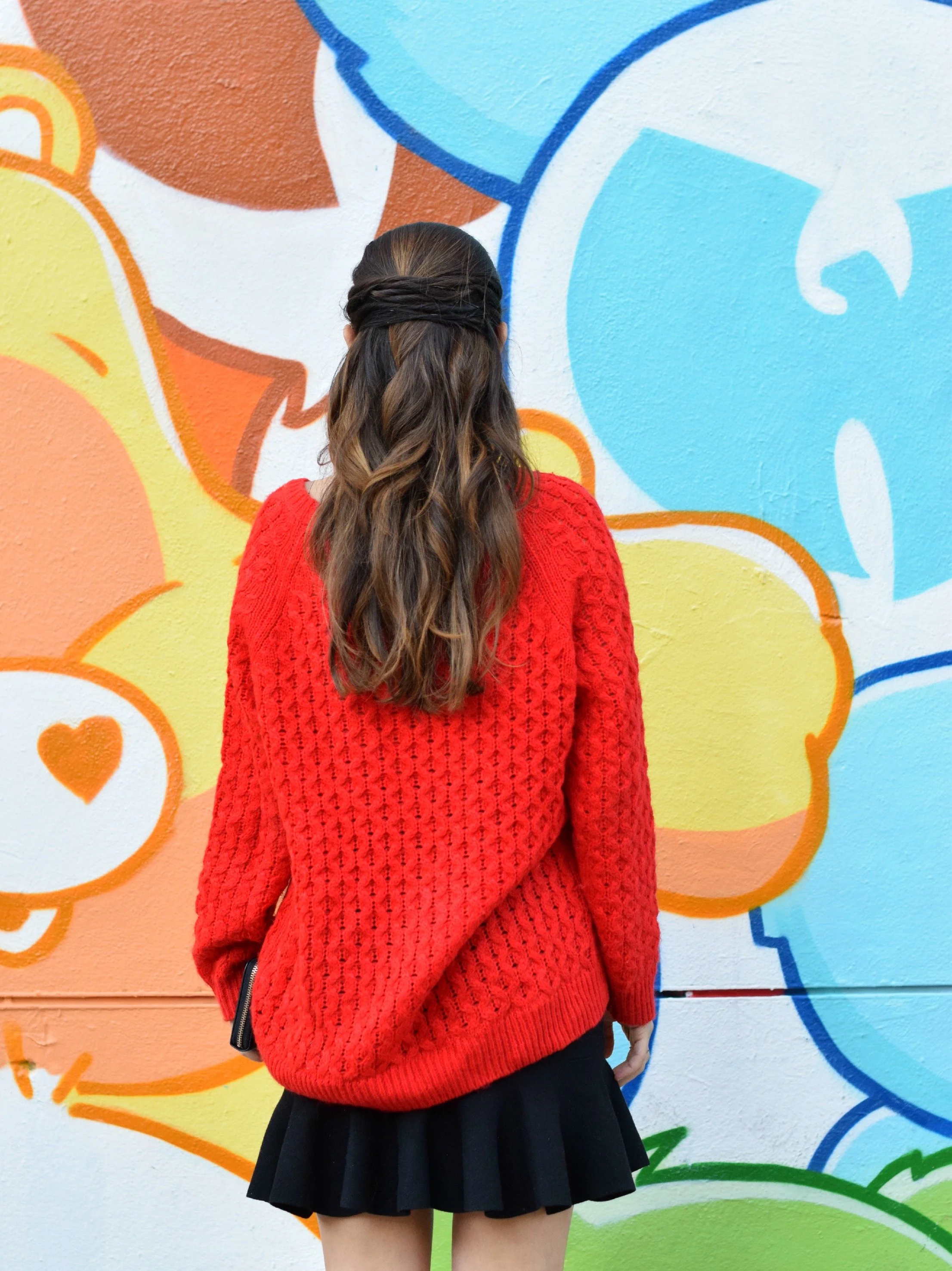 Red Sweater + Black Ruffled Skirt // Wow Couture