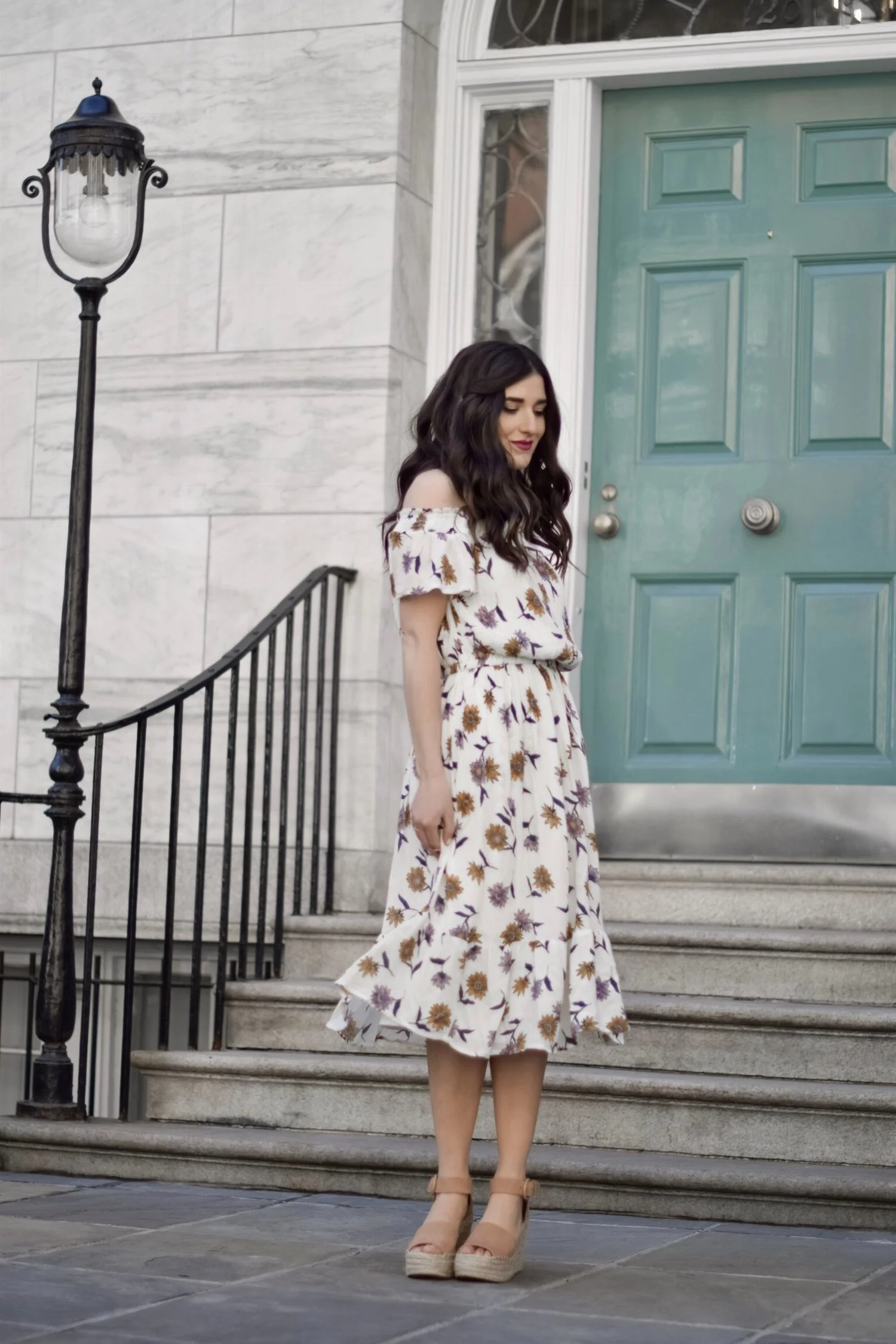 Dress and wedges outfits sales
