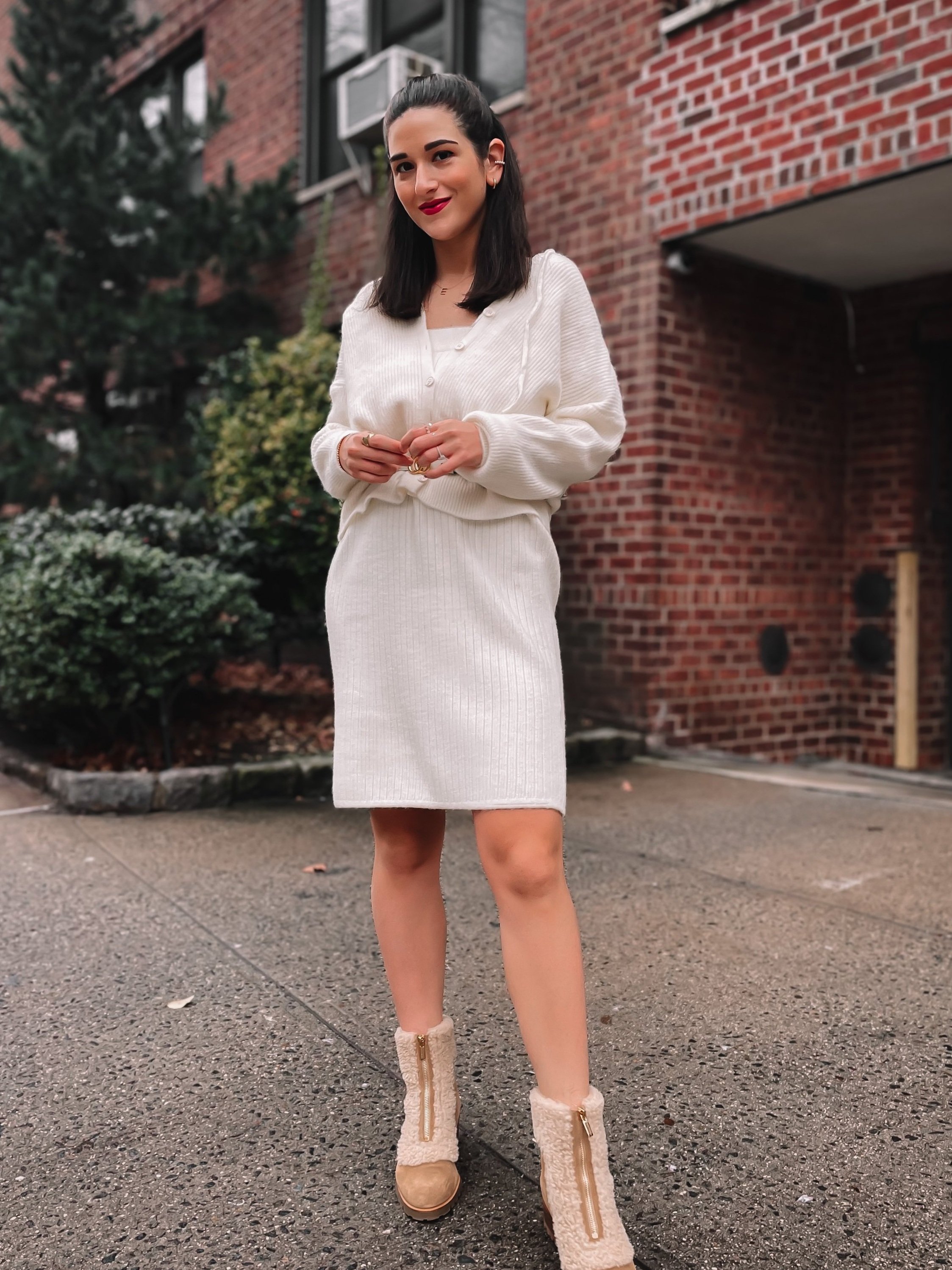 The Hardest Part of Motherhood // White Sweater Set + Shearling Booties
