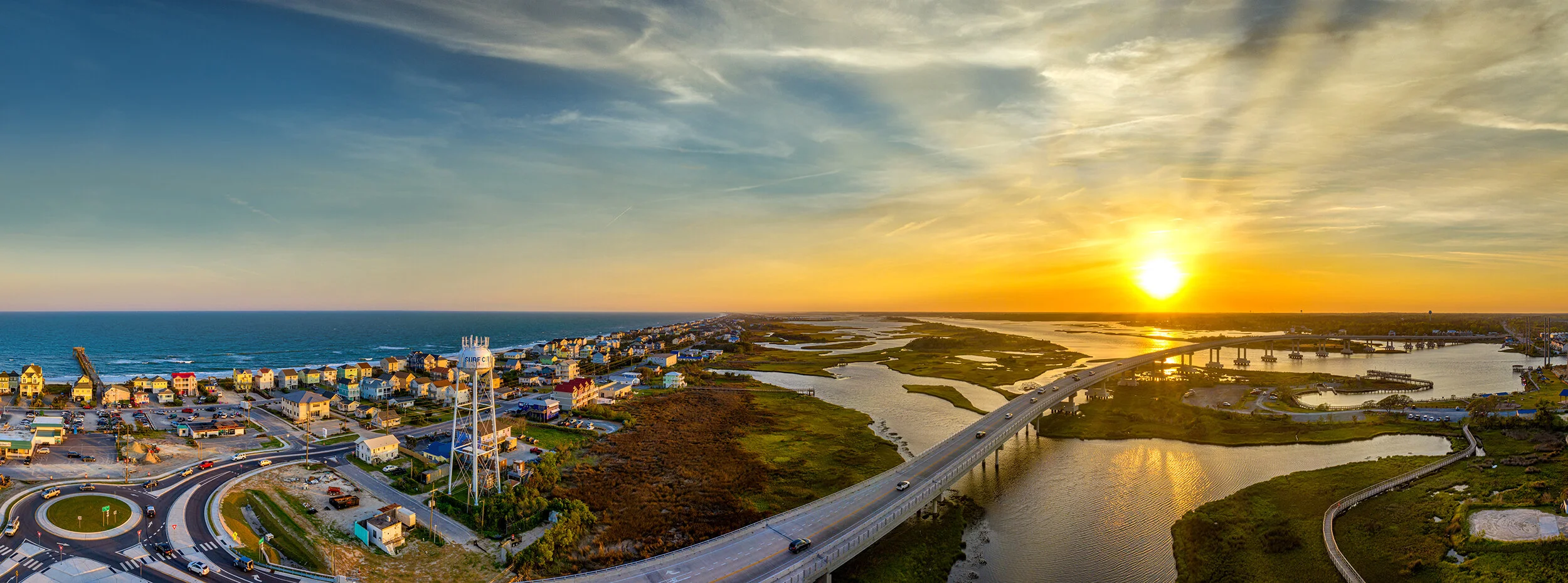 Surf City Bridge Sunset Pano Small.jpg