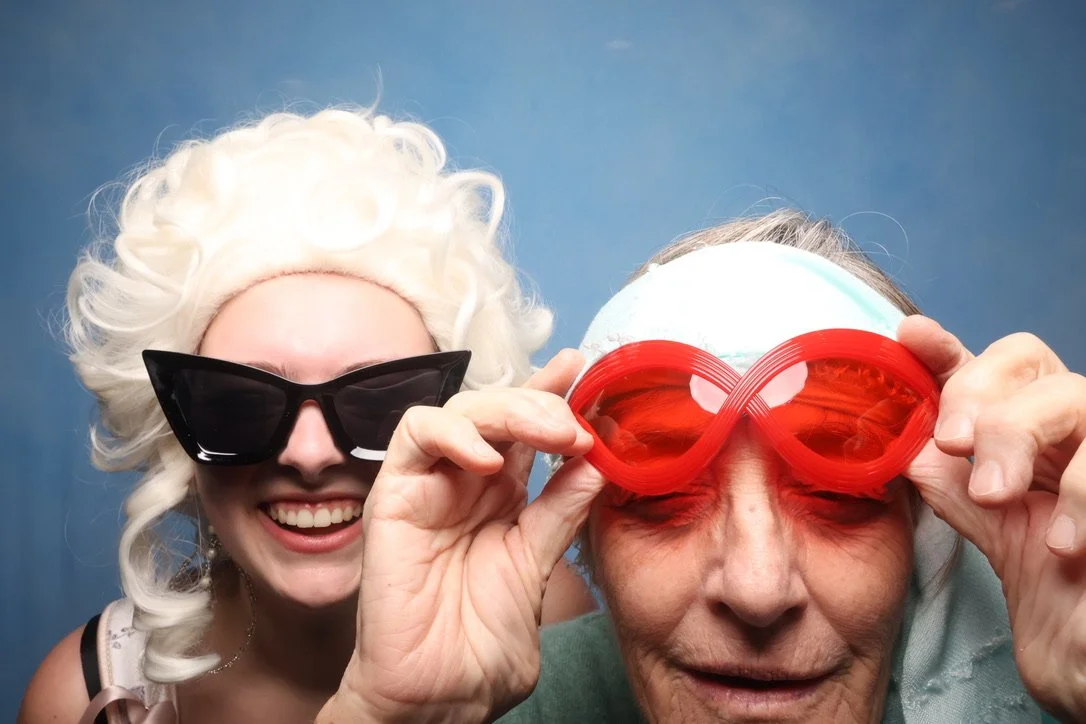 marie antoinette with her grandmother in a photo booth