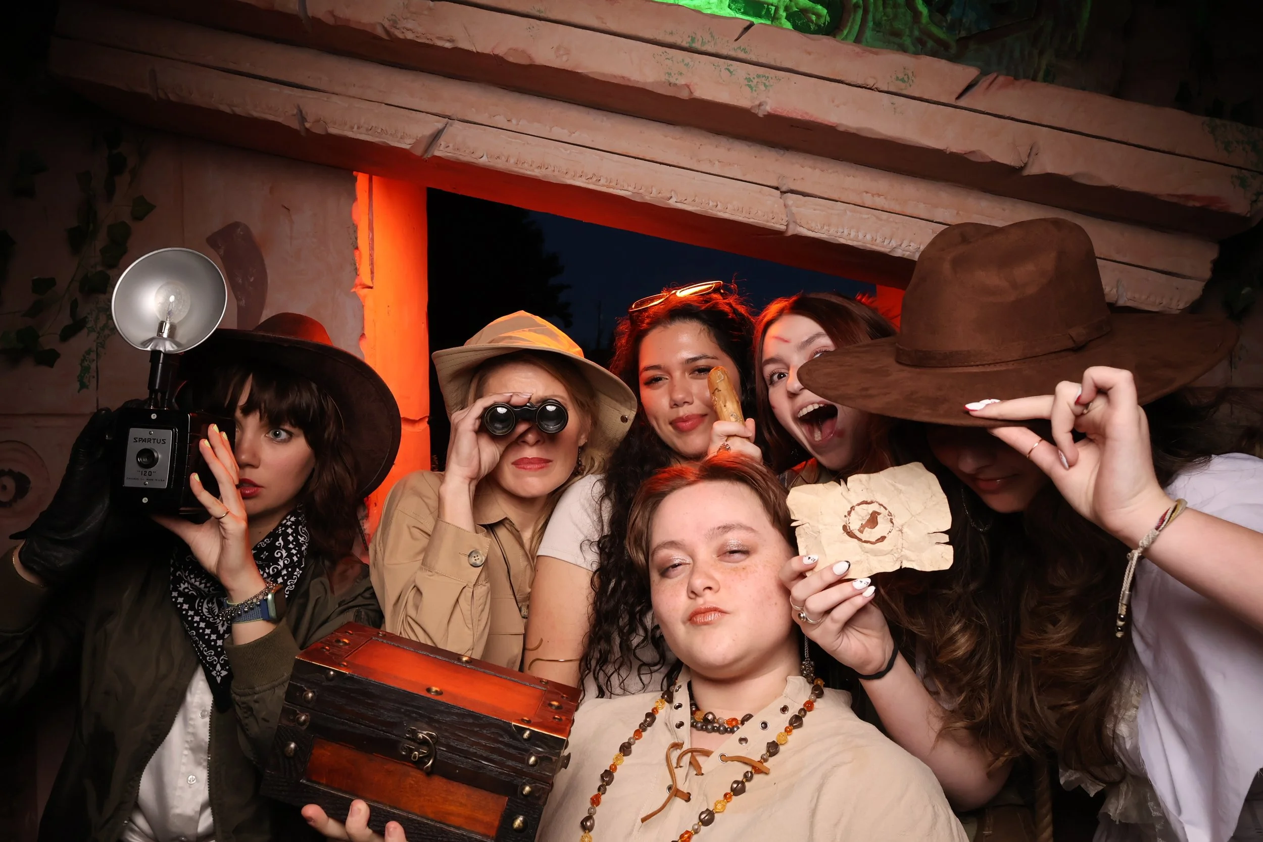Raiders of the Lost Ark photo booth party on theme with sick props