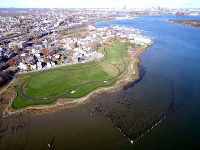 Aerial view of Senator Joseph Finnegan Park at Port Norfolk (Photo by Mike DeRosa)