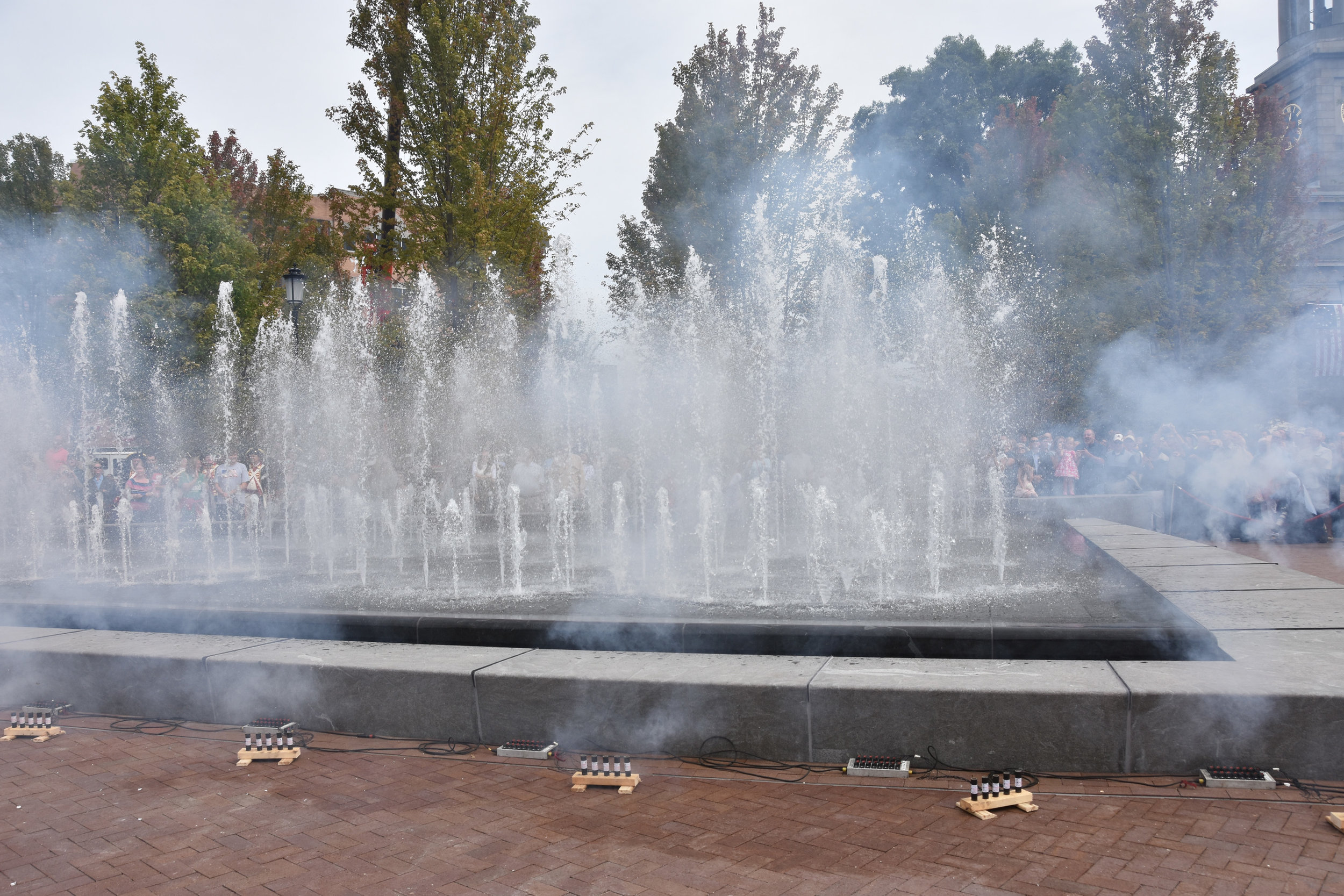  Pyrotechnics accompanied the introduction of the new tidal fountain 