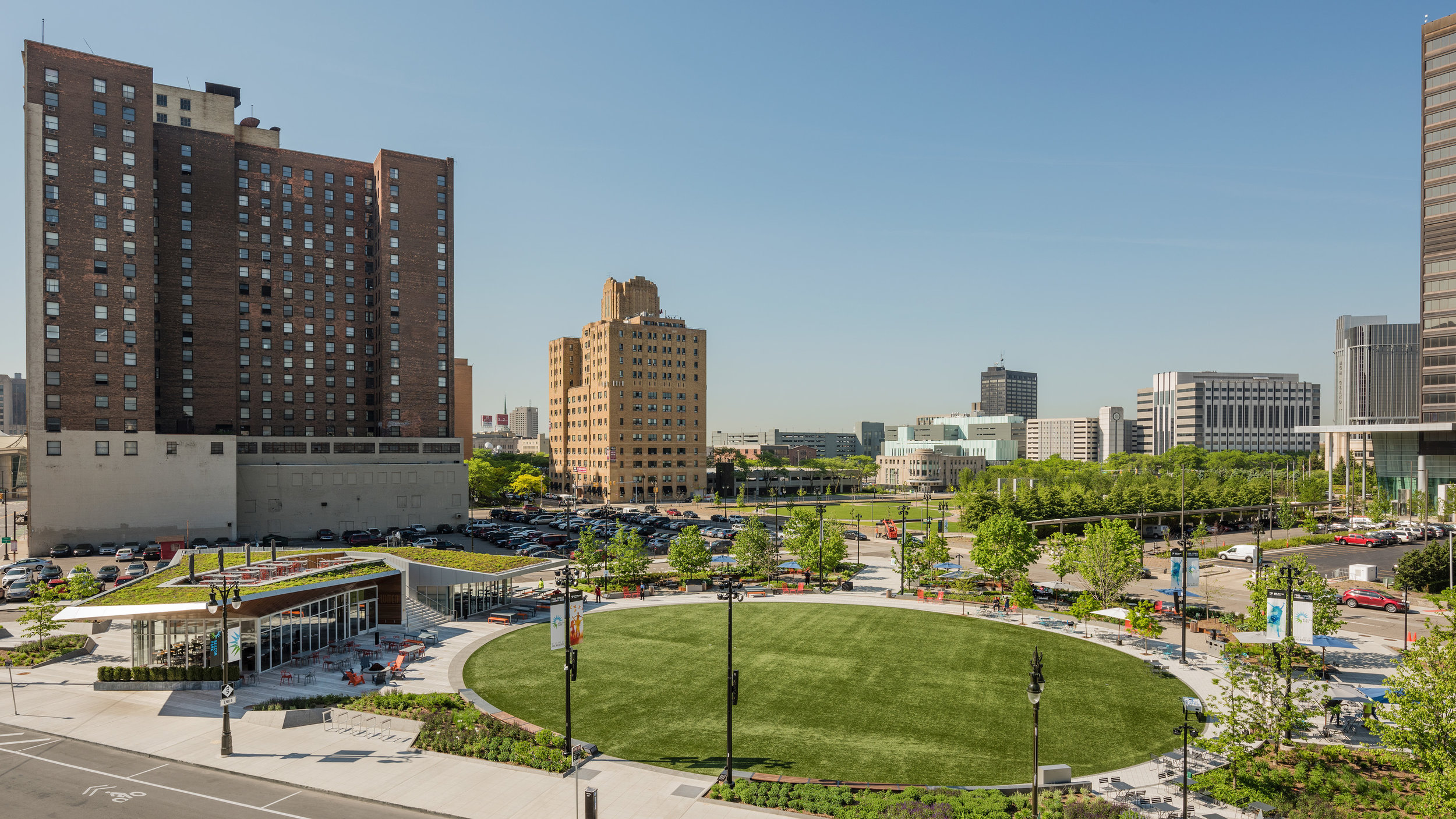  View of lawn at Beacon Park in Detroit (photo by Anton Grassl) 