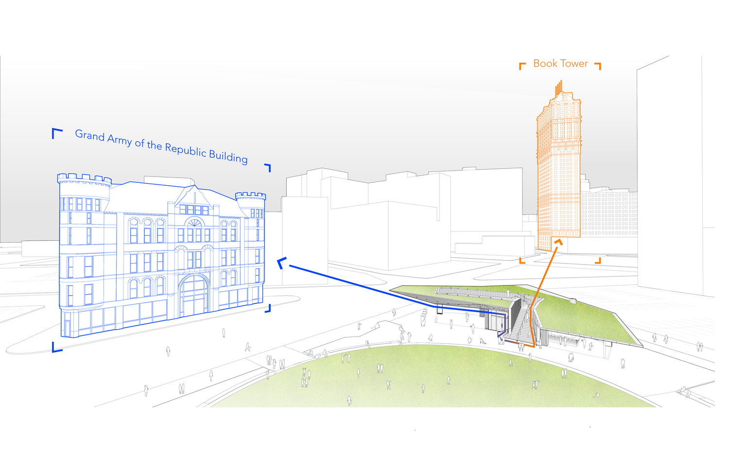  Sight lines diagram at Beacon Park in Detroit (Touloukian Touloukian) 