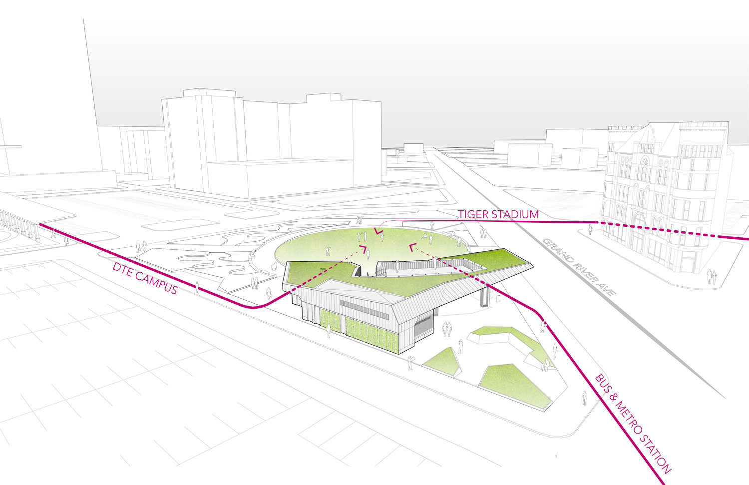  View Corridors Diagram of Beacon Park in Detroit (Touloukian Touloukian) 