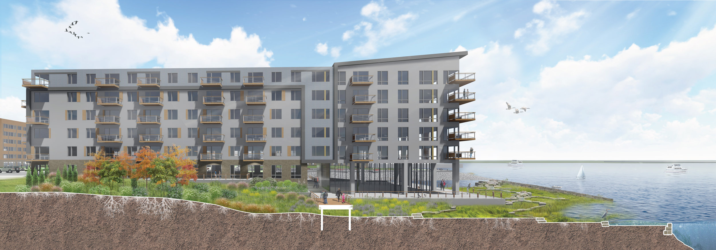 Clippership Wharf Site Section (Halvorson Design)