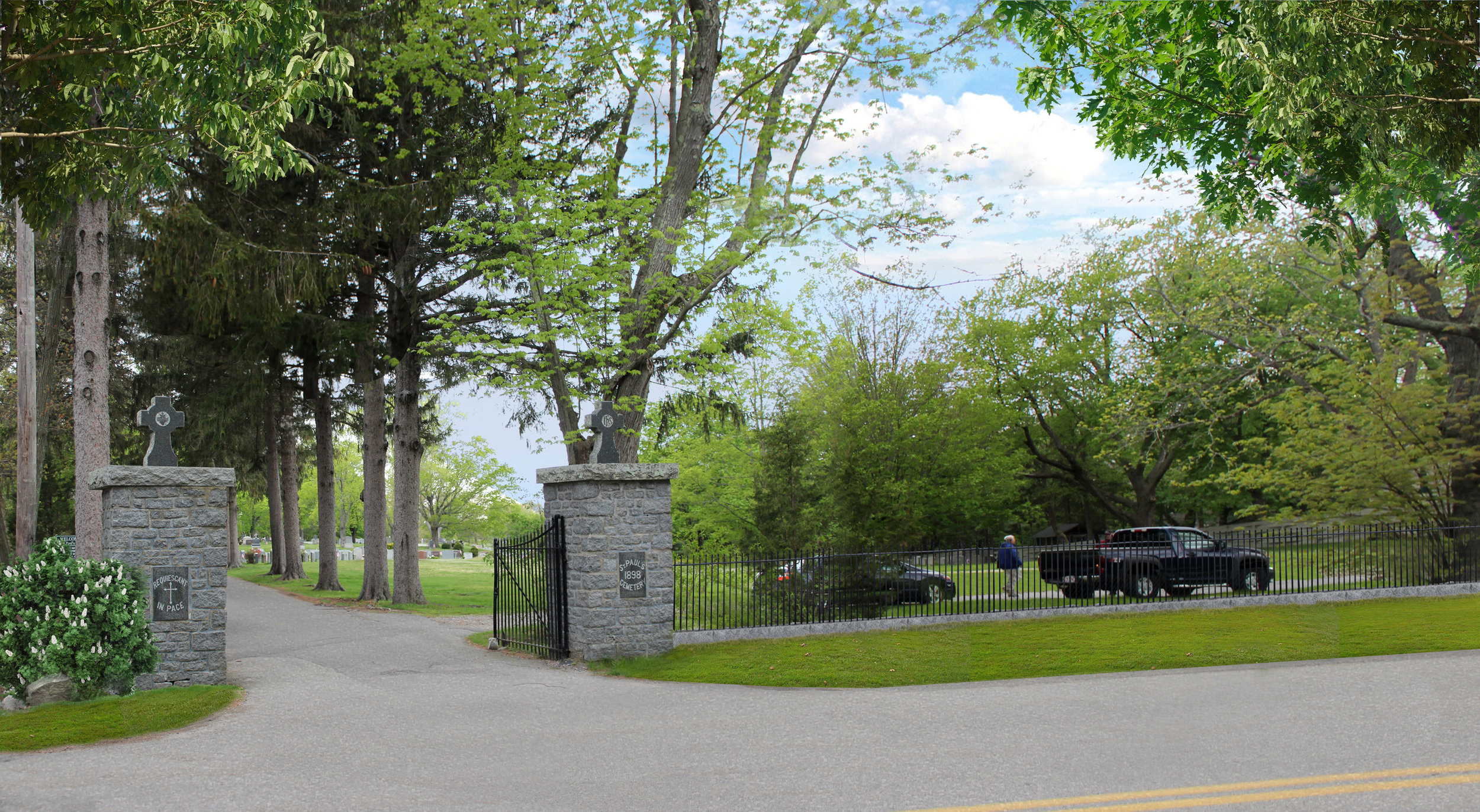  Entry gates at St. Paul Parish Cemetery in Hingham, MA (Rendering by Halvorson Design) 