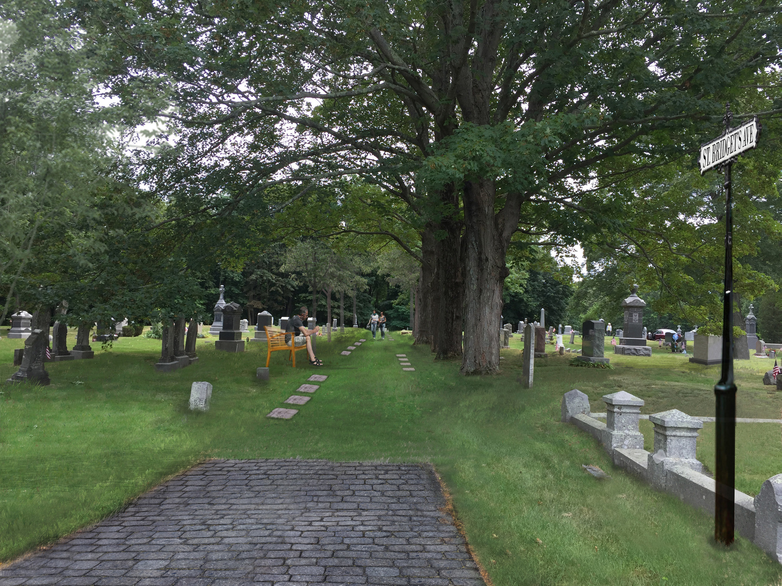  After view of Zone A at St. Paul Parish Cemetery in Hingham, MA (Rendering by Halvorson Design) 