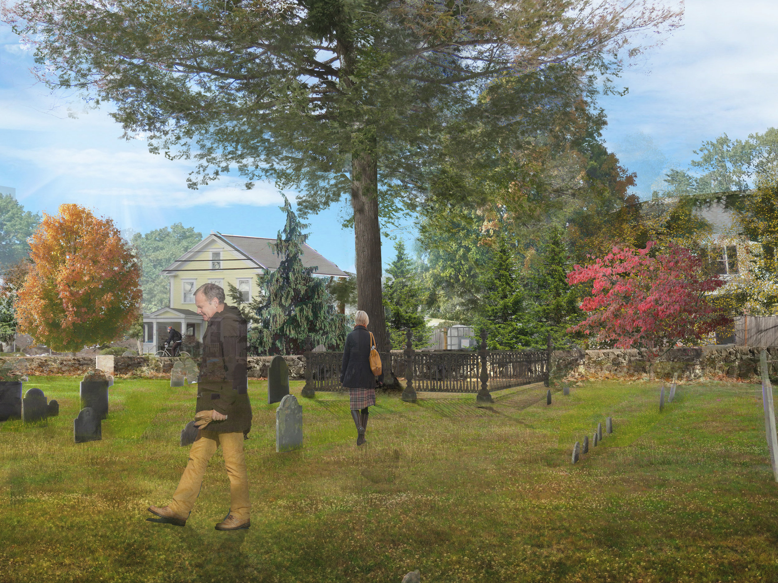  Proposed Restoration of Howe Family Lot, Old Village Cemetery, Dedham, MA (Rendering by Halvorson Design) 