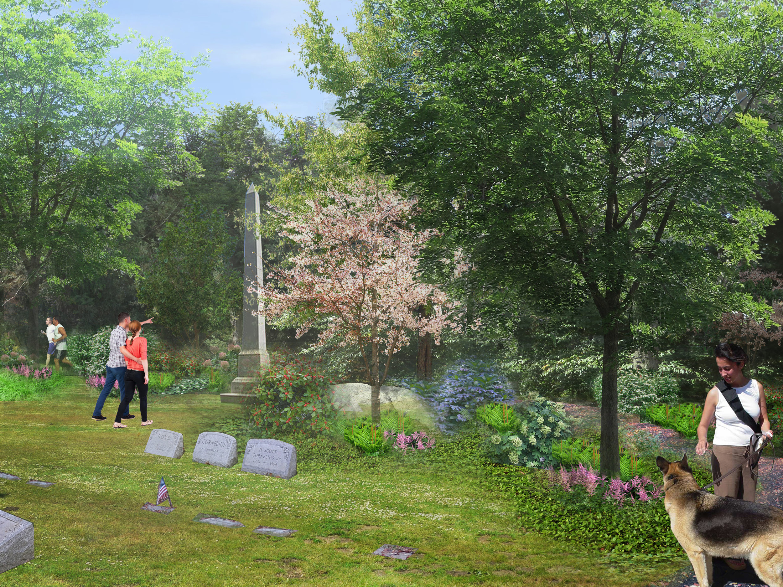  Rendering of Telford Path at West Laurel Hill Cemetery, Bala Cynwyd, PA (Rendering by Halvorson Design) 