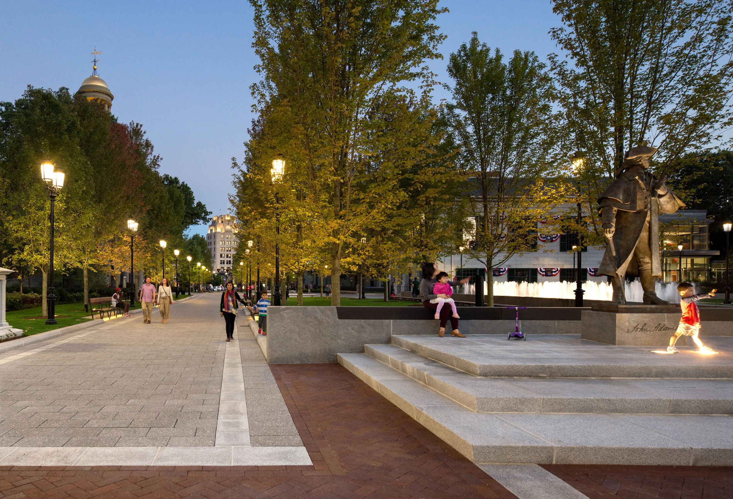 Evening view of Hancock Adams Common (photo by Ed Wonsek)