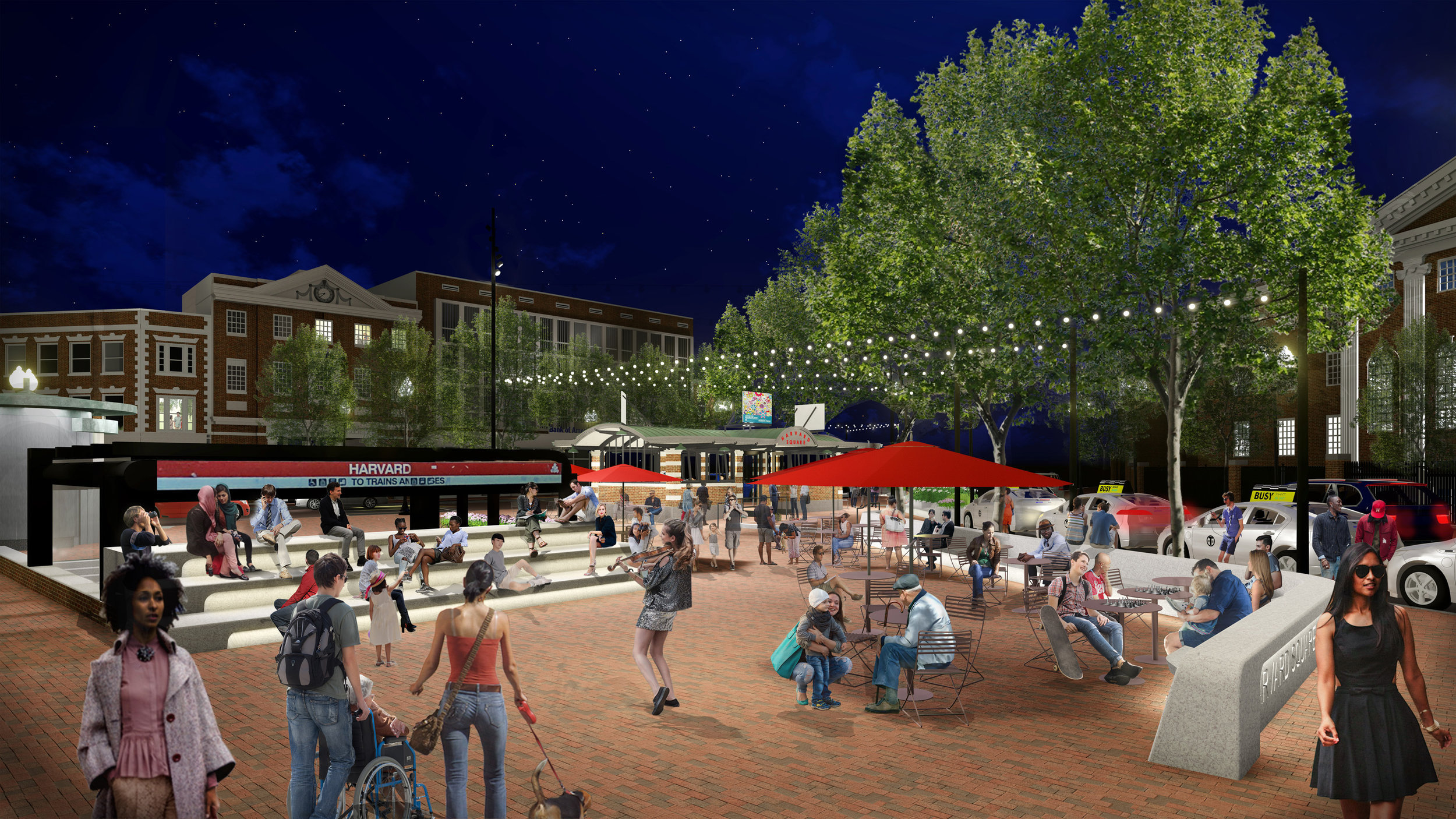  Harvard Square Plaza Evening Rendering (Halvorson Design) 