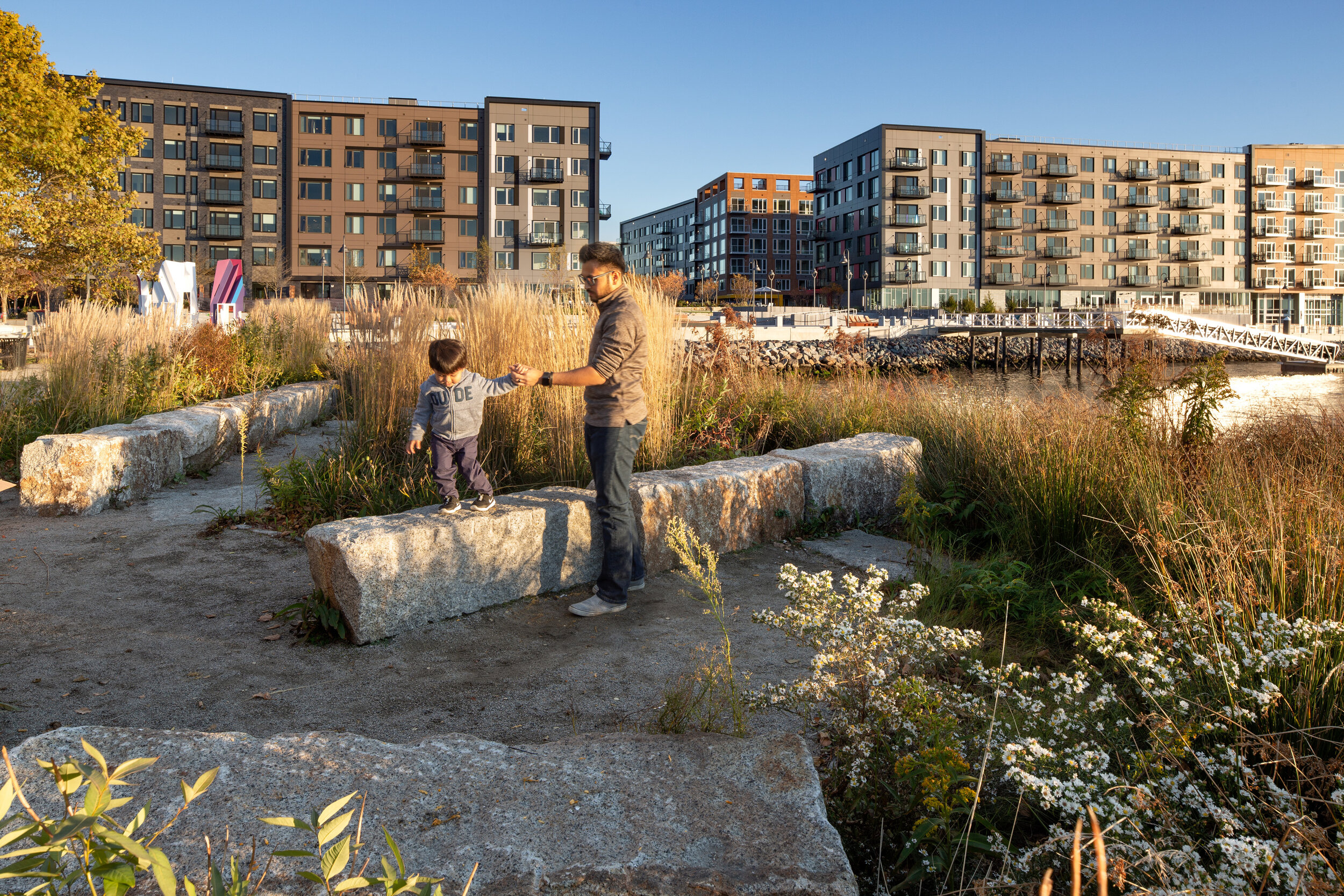  View of Clippership Wharf from new butterfly garden (Photo by Ed Wonsek) 