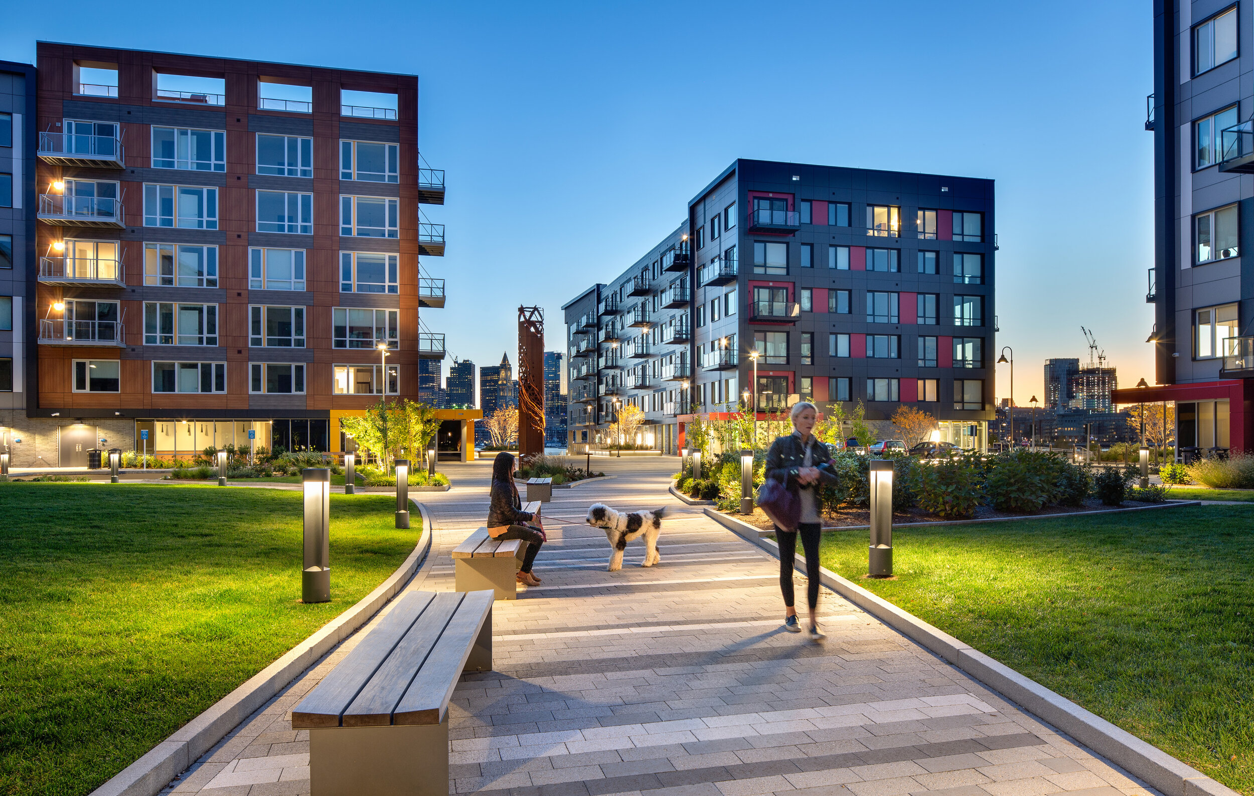  Evening view of Clippership Wharf Courtyard (Photo by Ed Wonsek) 