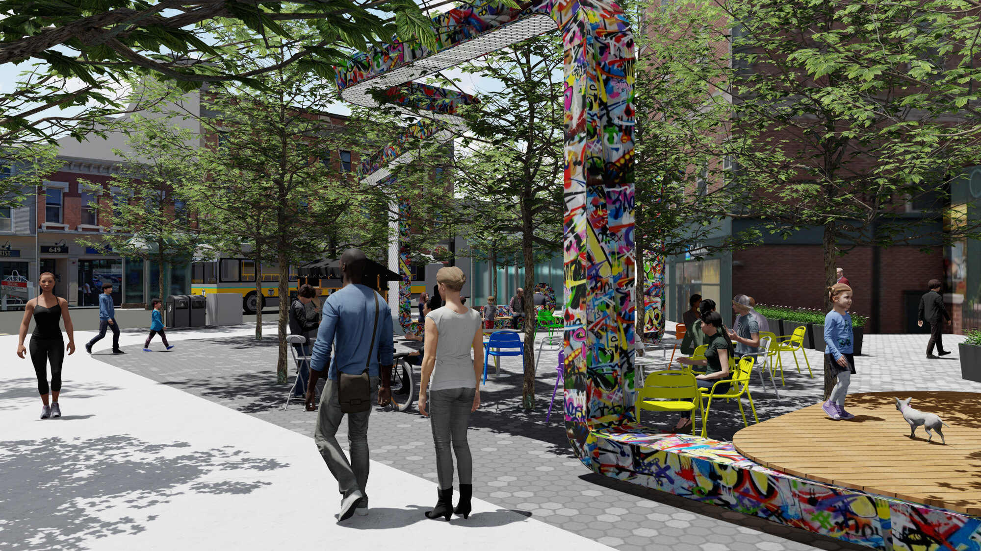 Sculptural Ribbon at Carl Barron Plaza in Cambridge