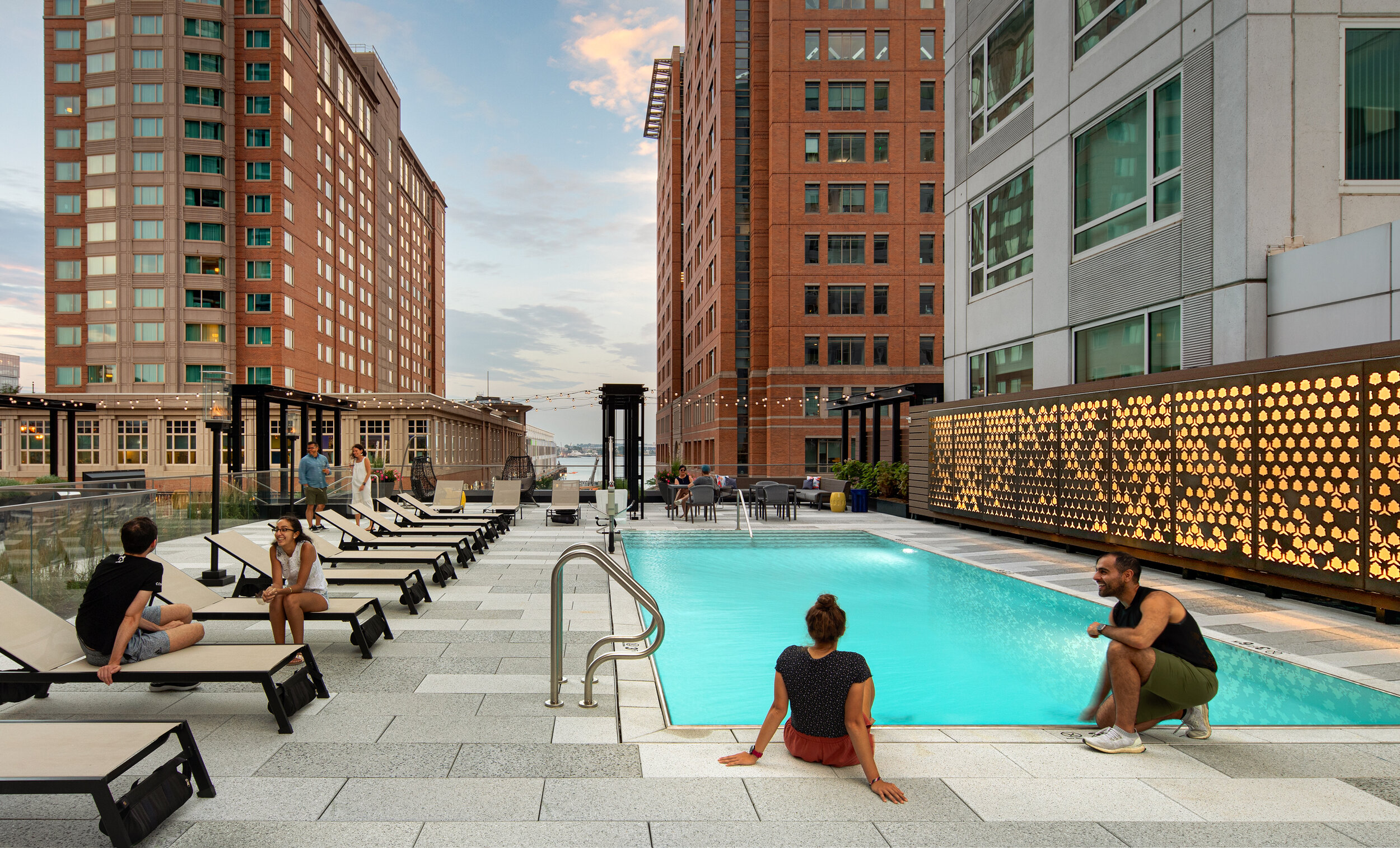  Pool and lounge seating at Gables Seaport Amenity Terrace (Photo by Ed Wonsek) 