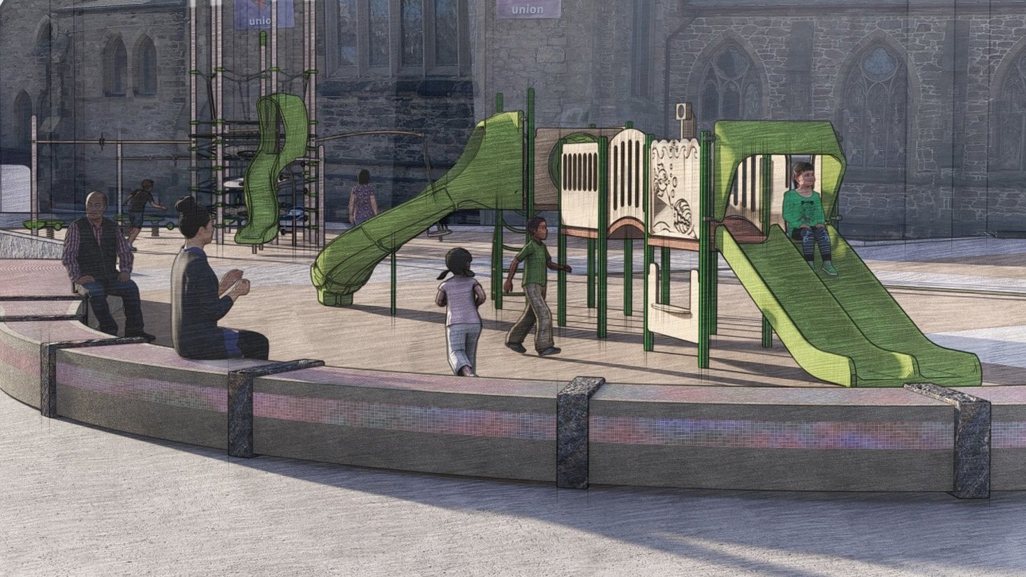  Proposed play area and seatwall at Titus Sparrow Park (Halvorson | Tighe &amp; Bond Studio)  
