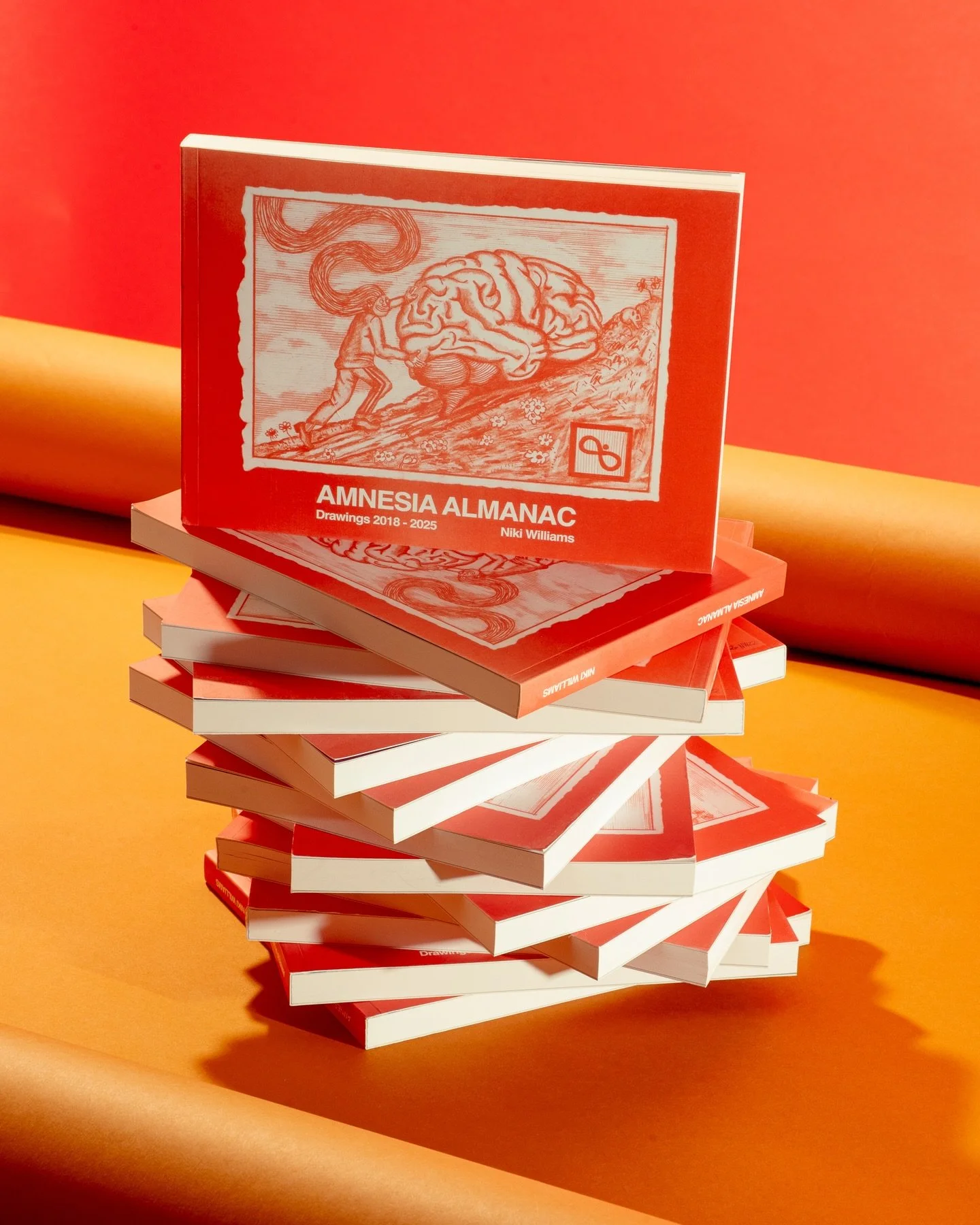 I am happy to share with you all my newest book! Amnesia Almanac, Drawings 2018-2025 published by @snorting_graphite (which is to say self published).

For me, drawing is a highly meditative practice, a time to slow down and process my anxieties, fan