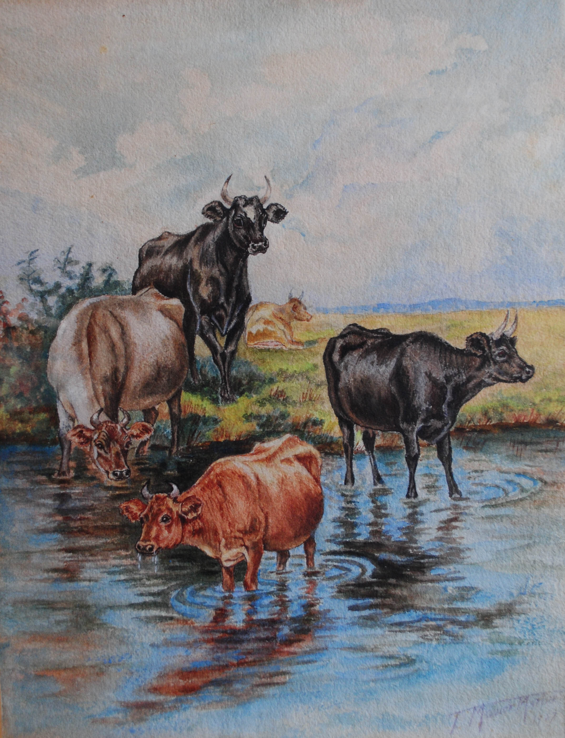 Thomas Mower Martin - Cattle Watering