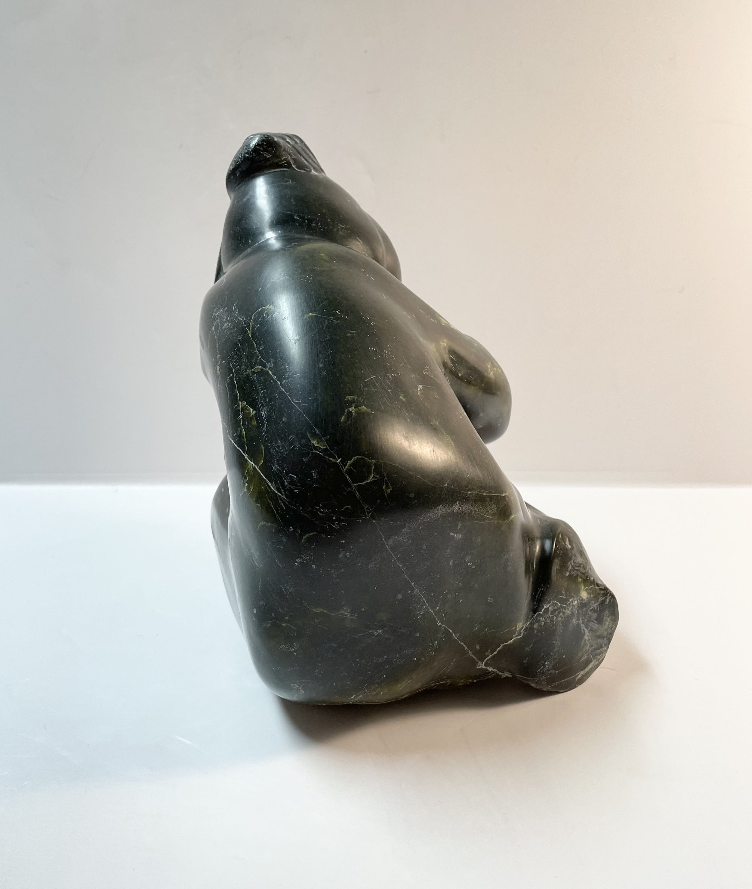 Annie Aqpiq, Crouching Man, stone, 7.9x7.1x5.9, 2.JPG
