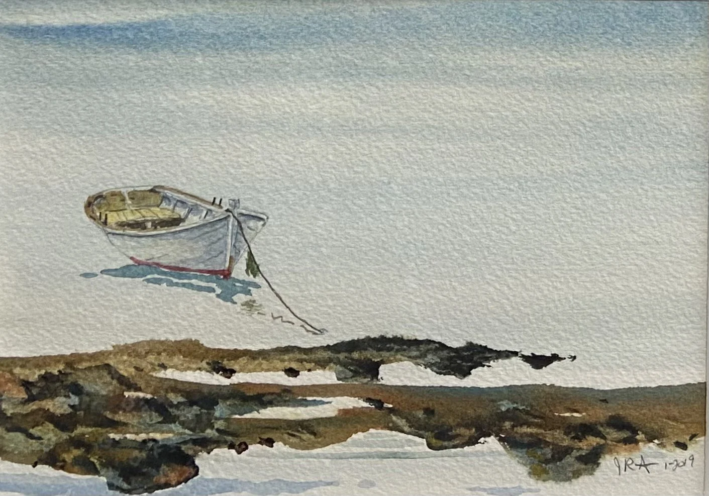 Jerome Andrews, Waiting to be Rowed, watercolour, 5x7, $220.jpeg