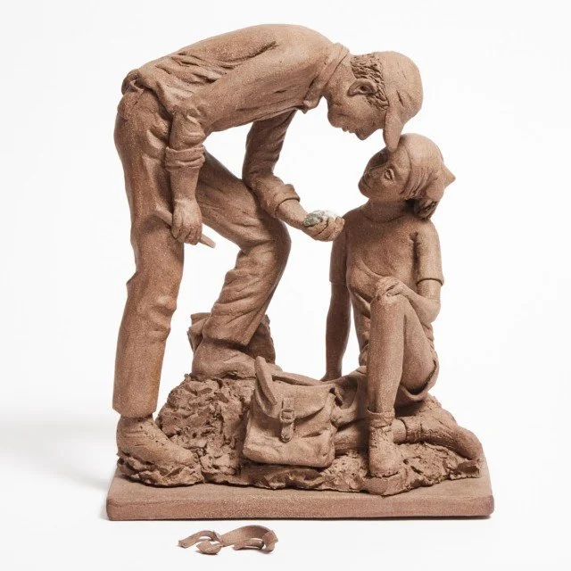 Stoneware Figural Group of Prospectors with Quartz