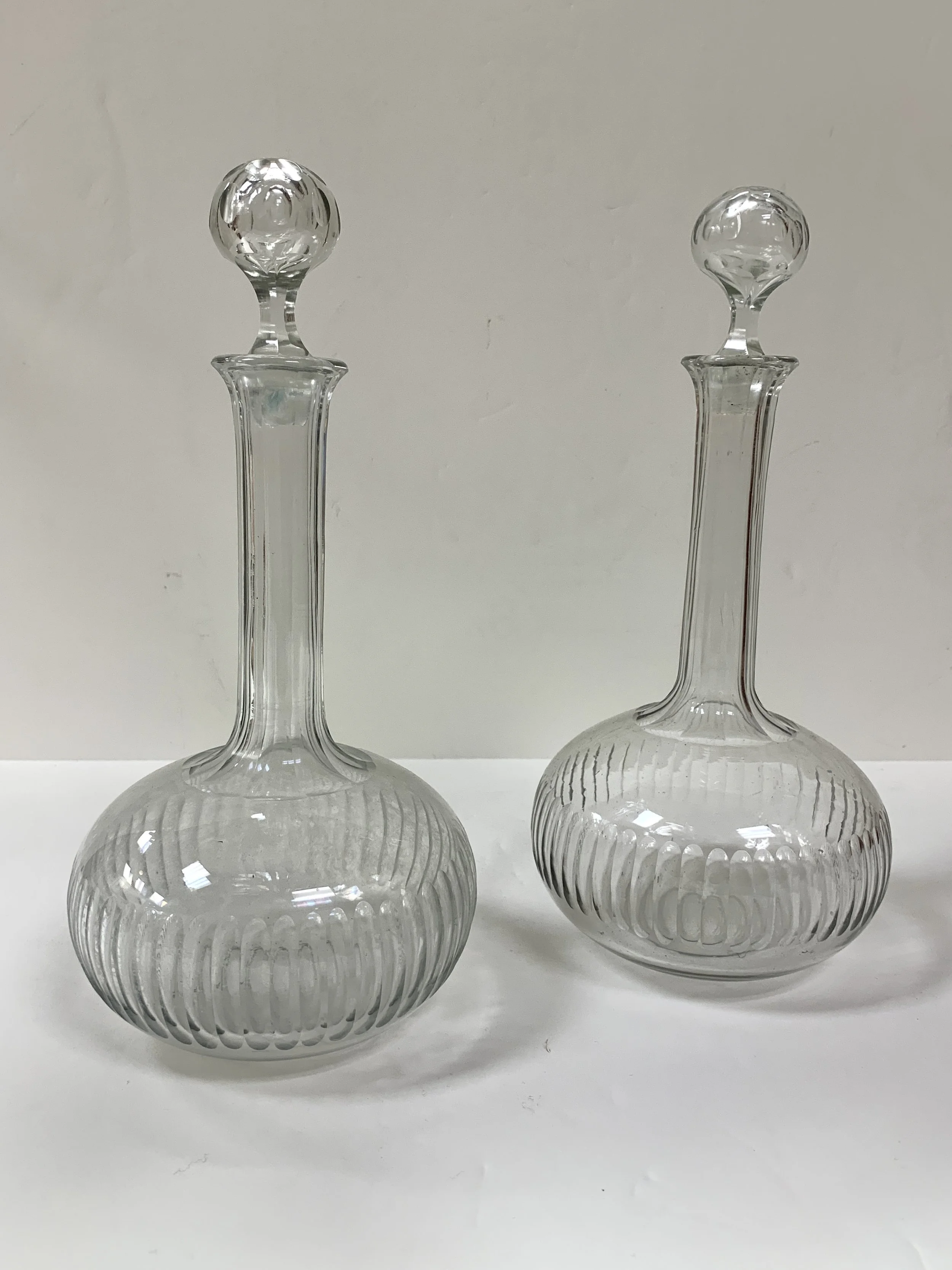 Pair of Antique Glass Decanters w. Stoppers