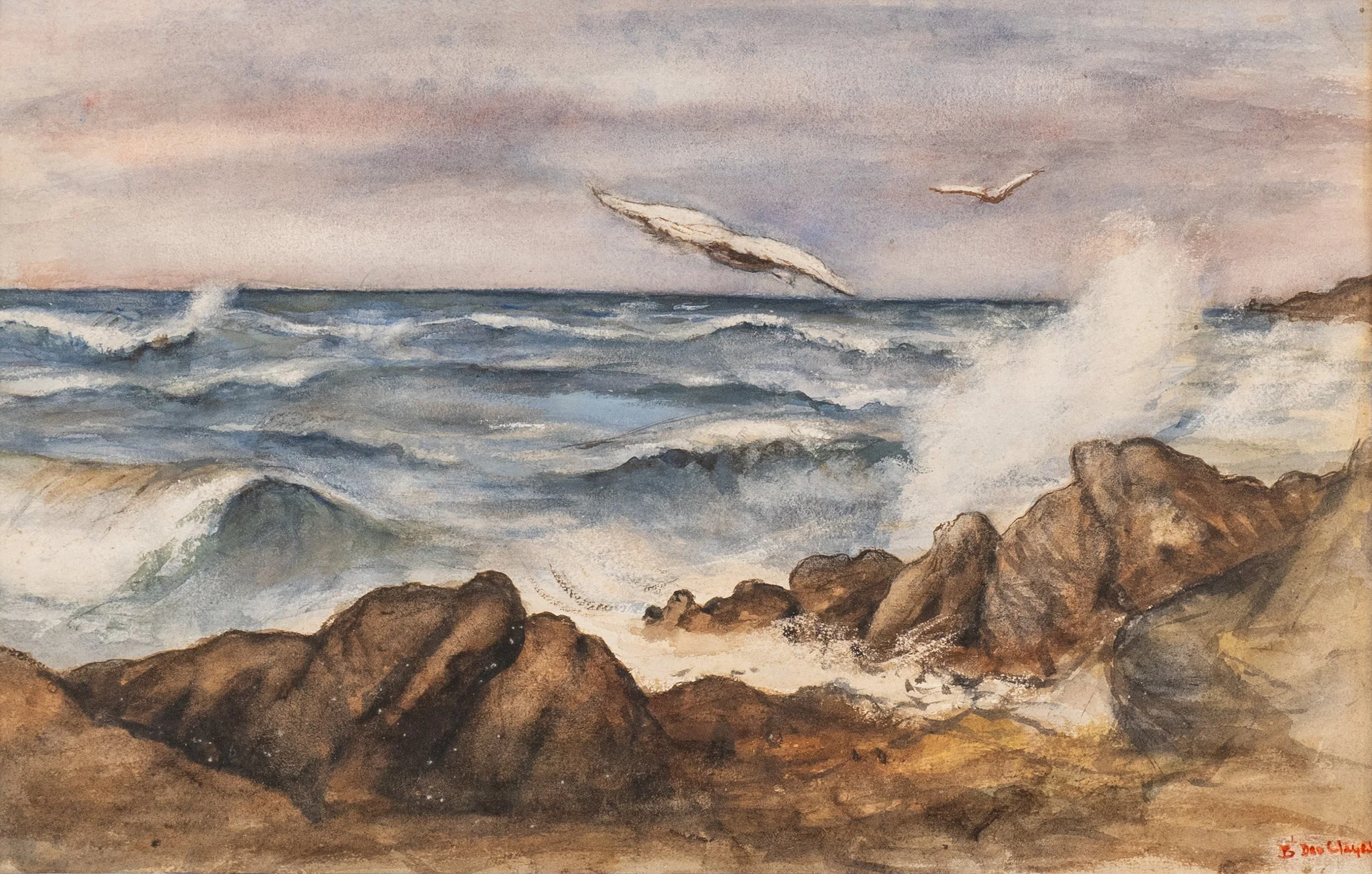 Berthe Des Clayes - Untitled Coastal Landscape with Seagulls