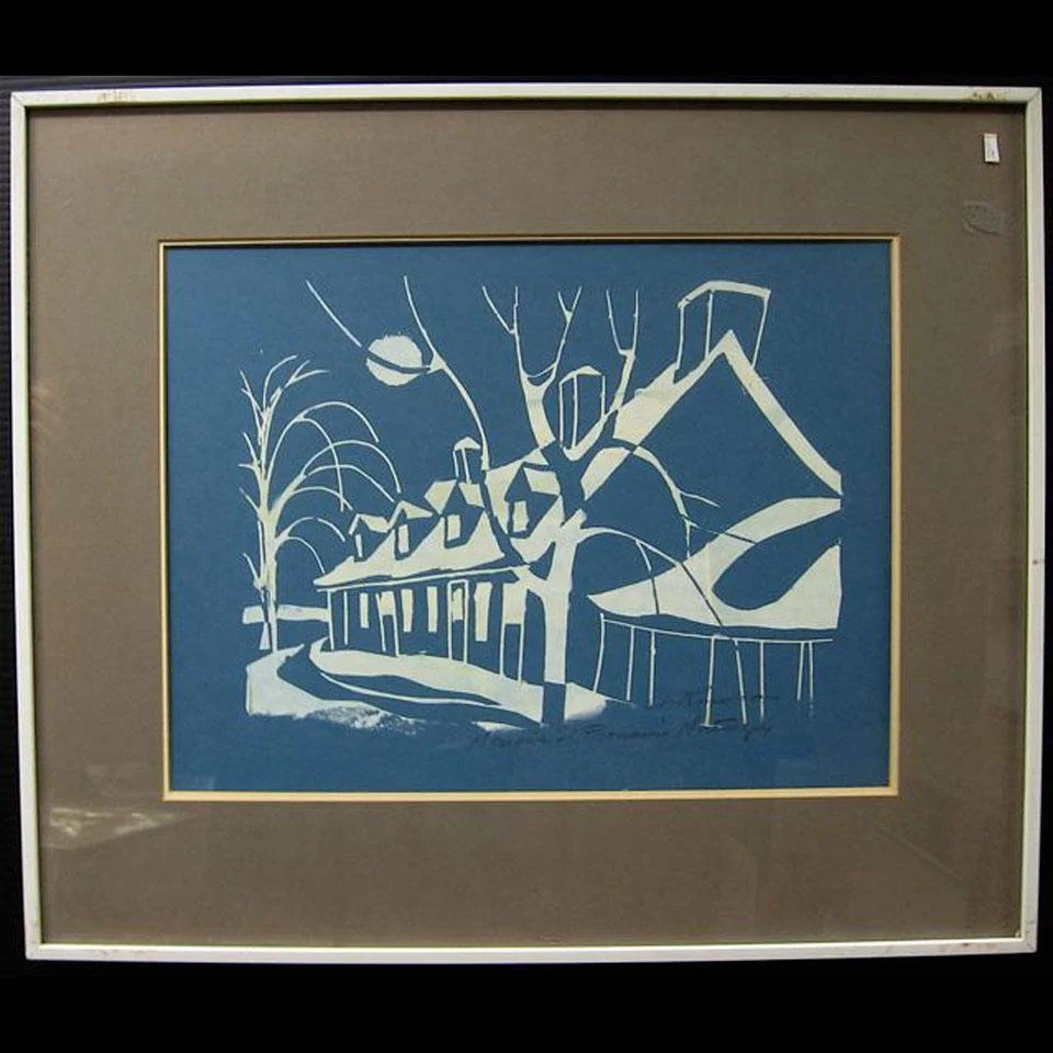 Albert Rousseau (1908-1982) - Manoir St. Francois, Montmagny, QC (mid 1960's), Block print, 12 x 16 in, framed, $225 (purchased from Waddington's July 12, 2012, Lot 87).jpg