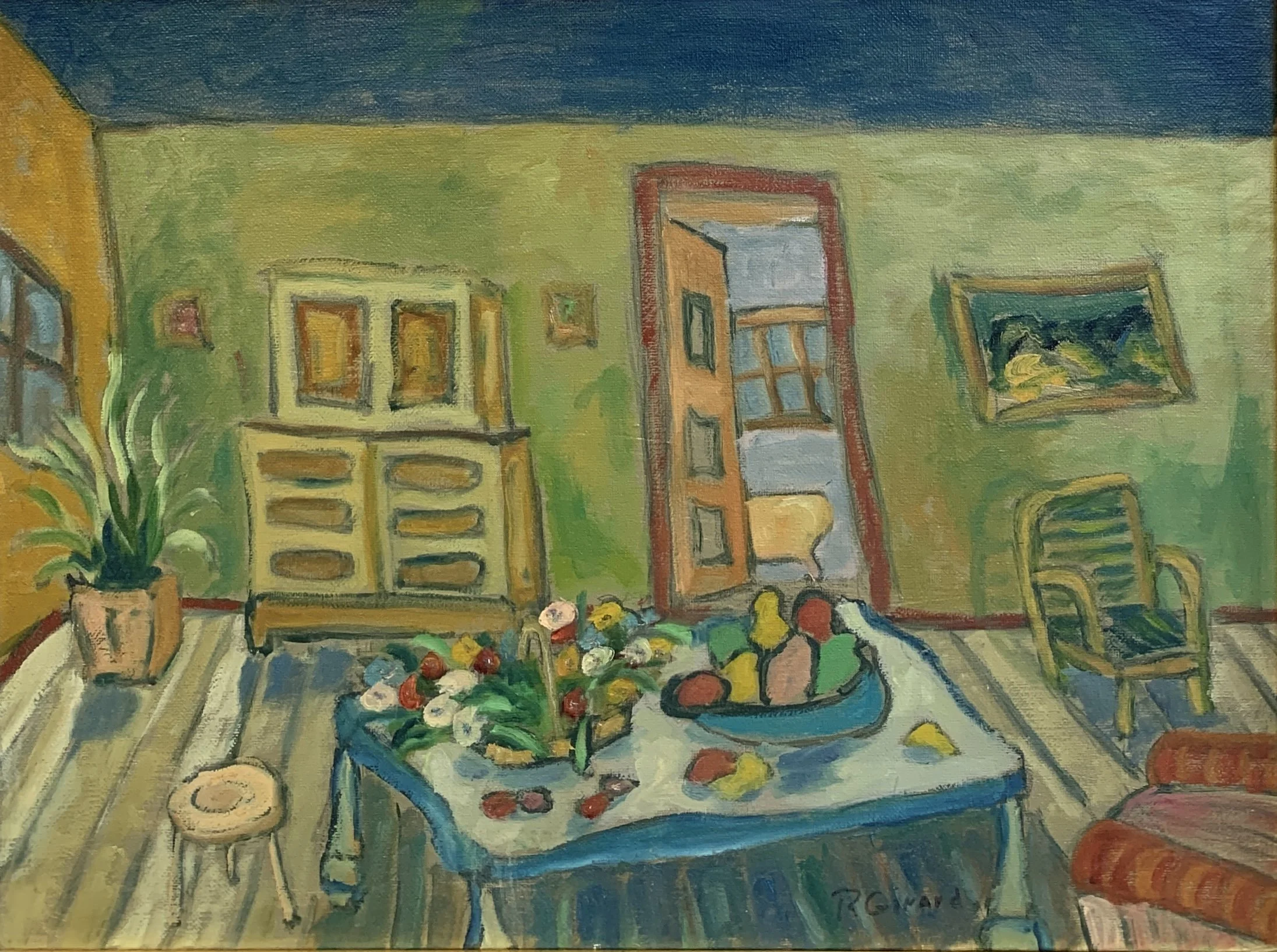 Raymond Girard - Scene d'interieur, oil on canvas, 12 x 16 inches, framed, $450.jpg
